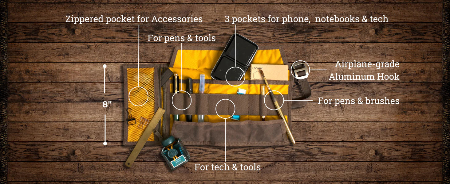 LOCHBY Premium Leather Tool Roll - Durable & Compact Organizer for Wrenches, Screwdrivers & DIY Tools | Perfect for Mechanics, Carpenters & Handymen