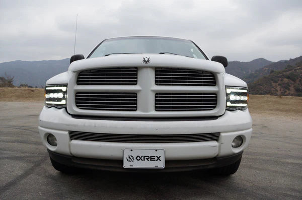 AlphaRex NOVA LED Projector Headlights Chrome for Dodge Ram 1500 (2002-2005) & 2500/3500 (2003-2005) - High Performance Lighting for Off-Road & Night Driving