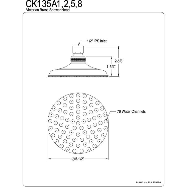 Premium Satin Nickel Shower Head CK135A8 - 5.5 Inch High Pressure Rainfall Showerhead for Luxury Bathroom Upgrade - Perfect for Spa-Like Experience & Water Conservation