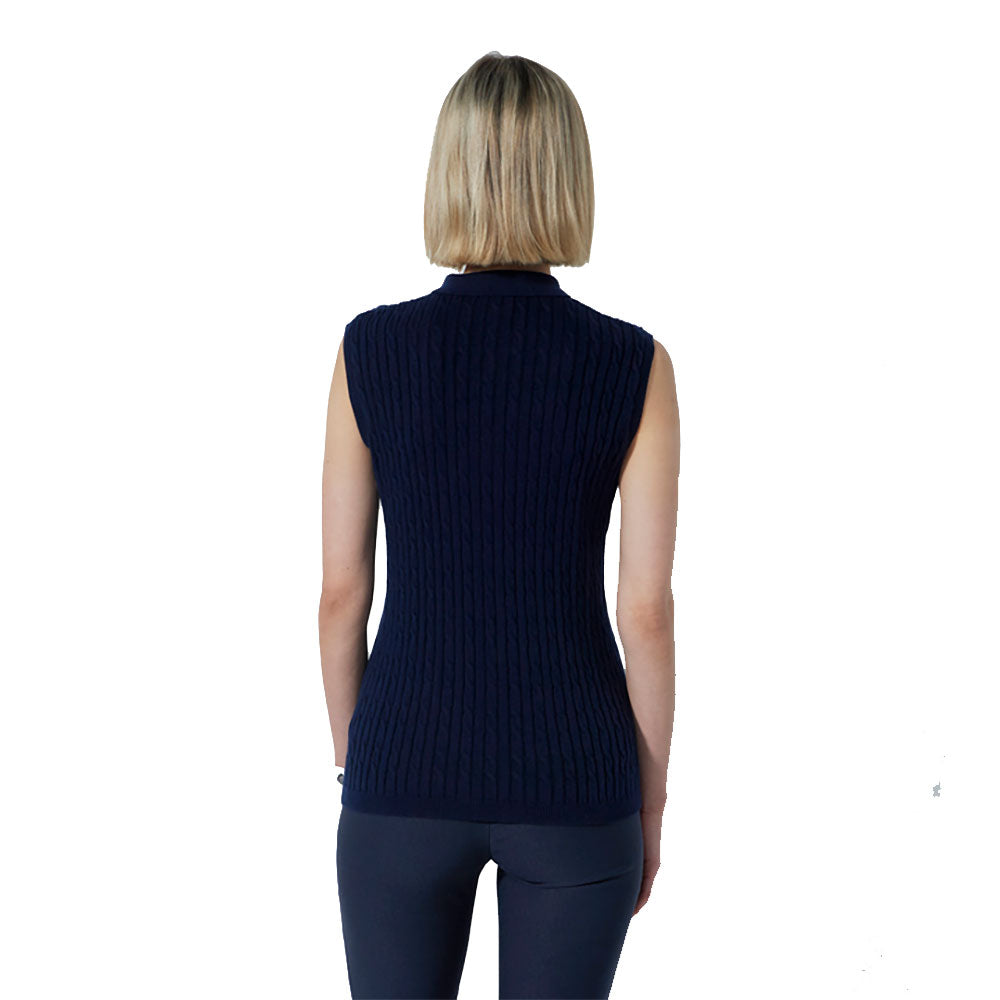 Women's Sleeveless Cable Knit Golf Polo Top - Breathable Athletic Shirt for Golf, Tennis & Summer Sports | Madelene Collection
