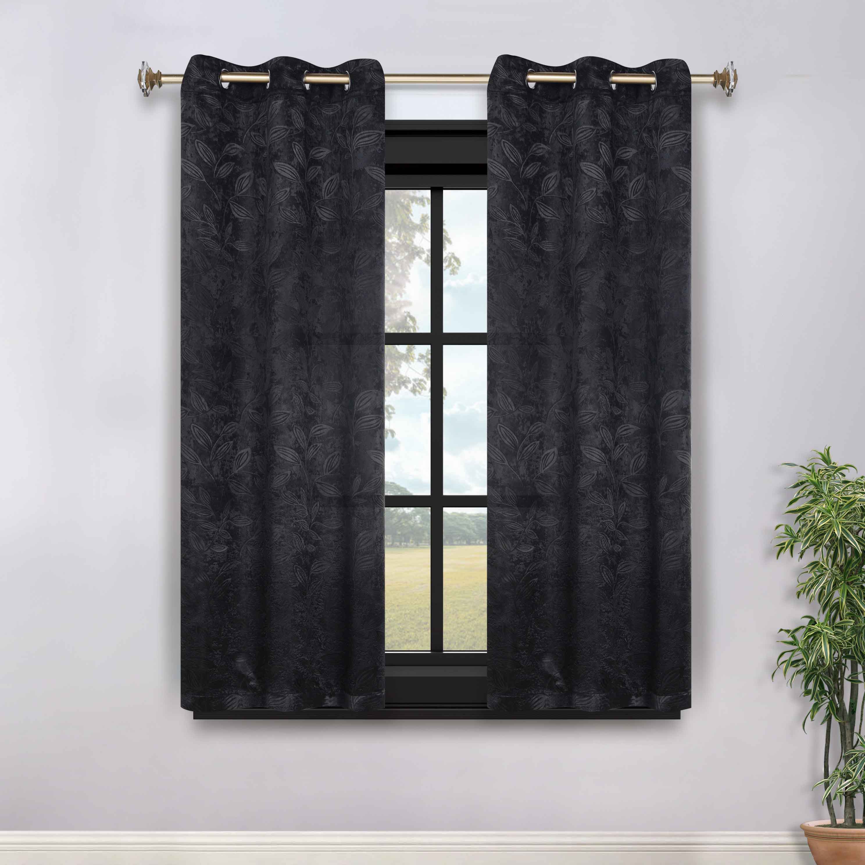Leaves Grommet Blackout Curtains Set of 2 - Thermal Insulated Room Darkening Drapes for Bedroom & Living Room - Noise Reducing Window Treatment for Home Decor