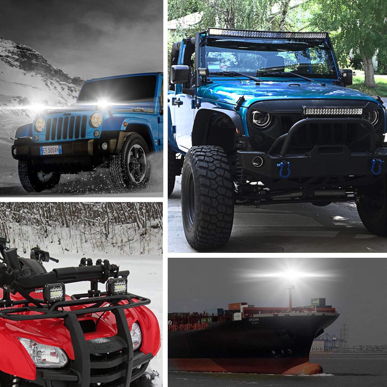 AAIWA 4 Inch 120W LED Light Pods - 12,000LM Spot Flood Combo Off-Road Lights, Triple Row LED Work Lights for Trucks, ATV, UTV, SUV & Boats (2-Pack) - Perfect for Night Driving, Off-Roading & Marine Applications