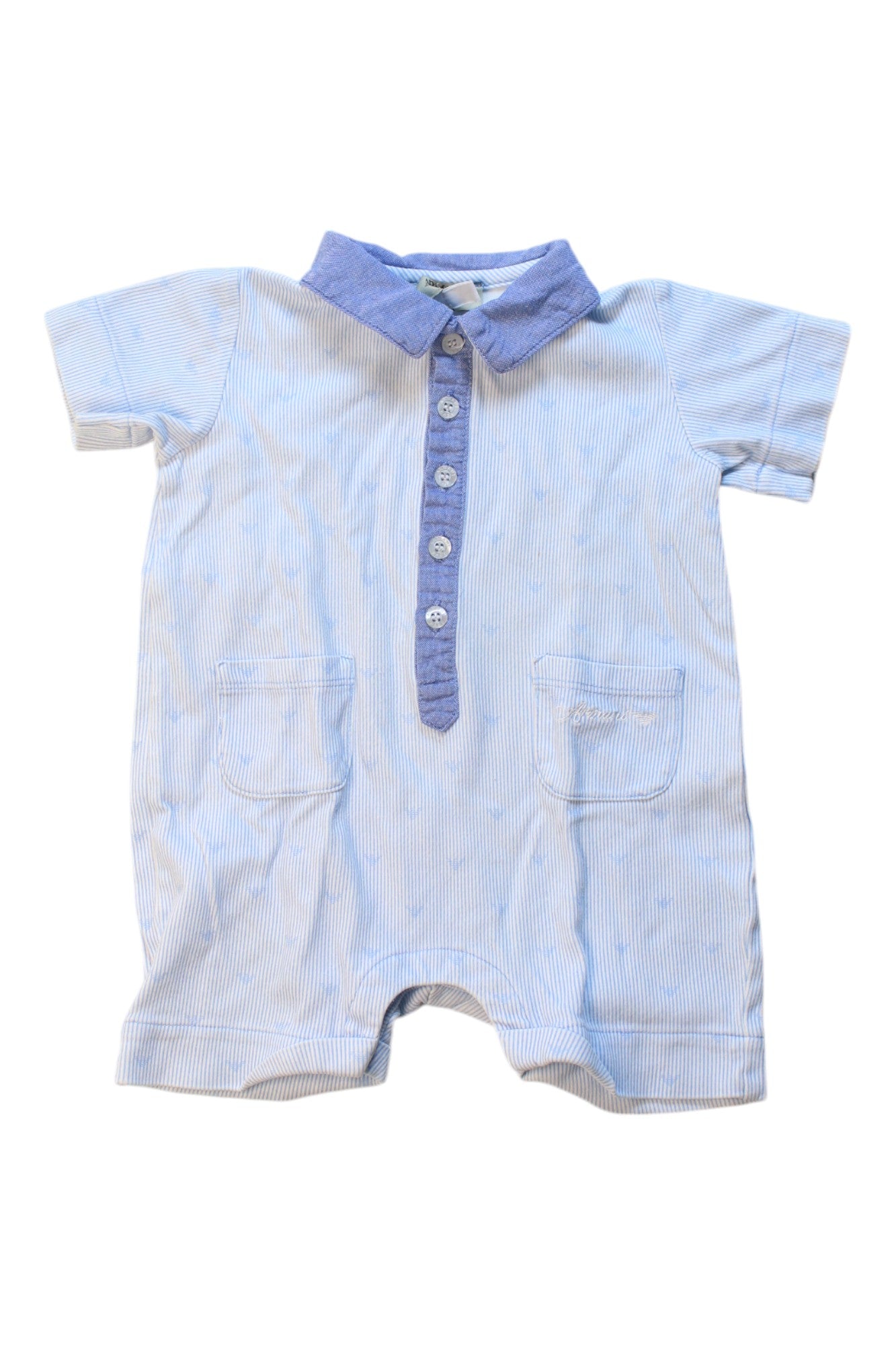 Armani Baby Button Up Romper for Boys & Girls - Size 3-6 Months | Soft Cotton Jumpsuit for Newborns, Infants | Perfect for Photoshoots, Parties & Everyday Wear