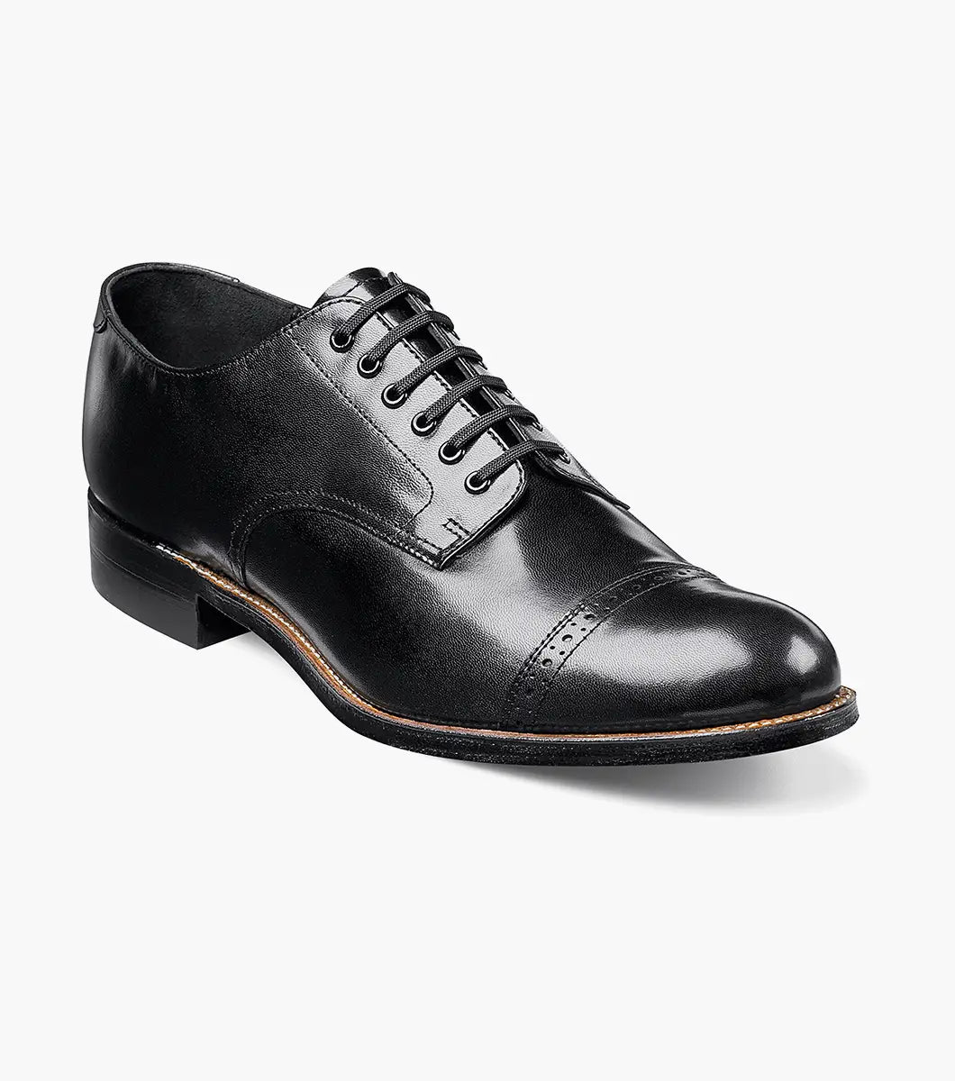 Madison Cap Toe Oxford Dress Shoes for Men - Classic Black Leather Formal Business & Wedding Shoes - Perfect for Office, Parties & Special Occasions