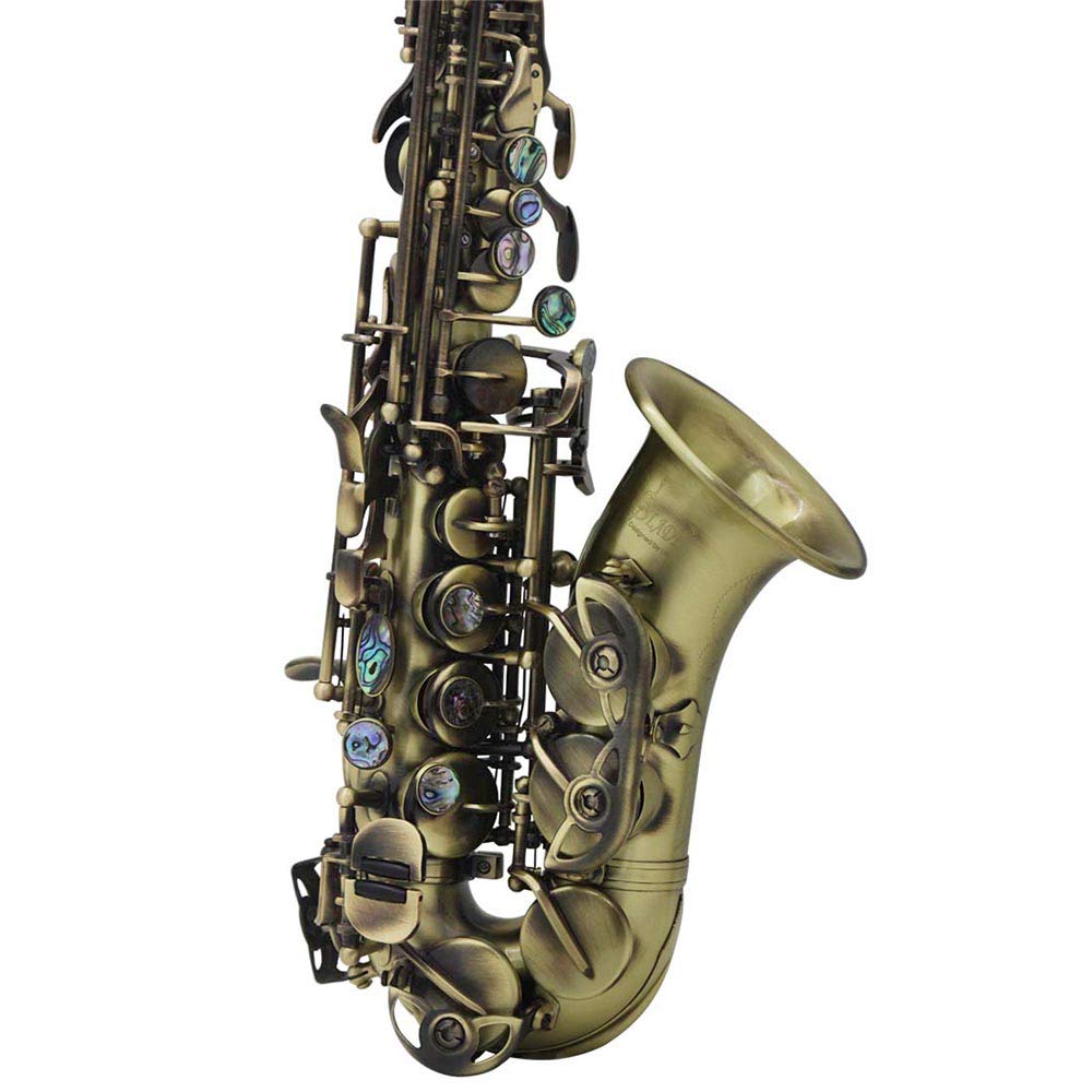 Vintage Style Bb Soprano Saxophone - Brass Woodwind Instrument with Carry Case, Gloves, Cleaning Cloth, Brush & Sax Strap - Perfect for Beginners, Jazz Bands & Live Performances
