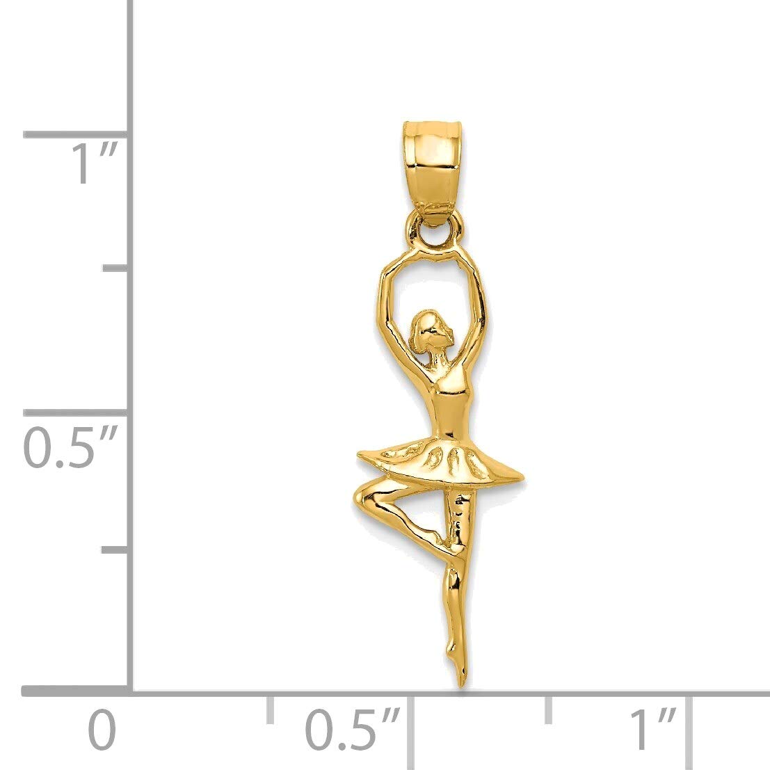 14K Yellow Gold Polished Small Ballerina Pendant Necklace - Elegant Ballet Jewelry Gift for Dancers & Ballerinas - Perfect for Performances, Recitals & Special Occasions