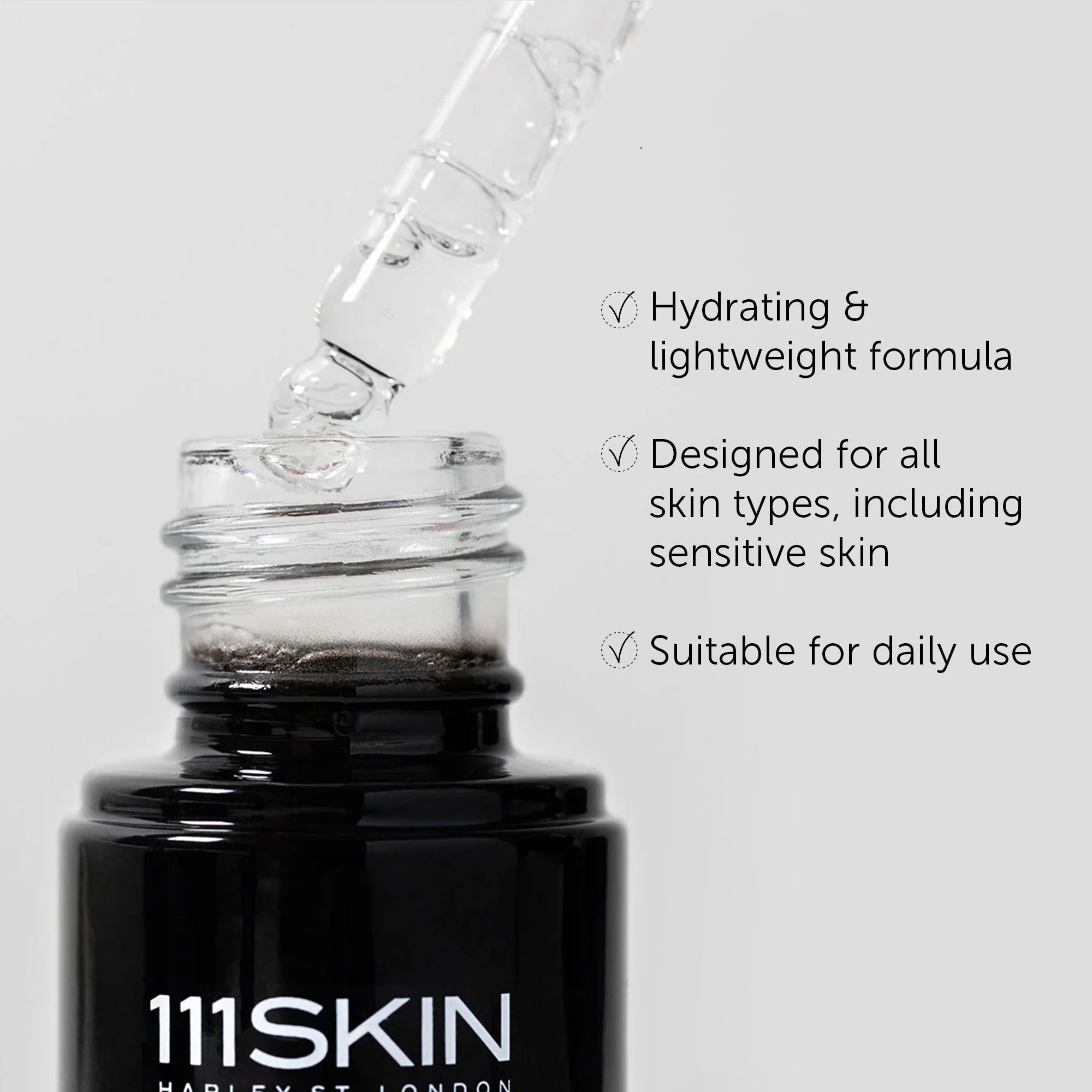 111SKIN Black Diamond Vitamin C Facial Serum - Hydrating Anti-Aging Serum with Hyaluronic Acid & Niacinamide - Reduces Dark Spots & Redness for All Skin Types - 0.68 fl oz - Perfect for Daily Skincare Routine & Nighttime Treatment