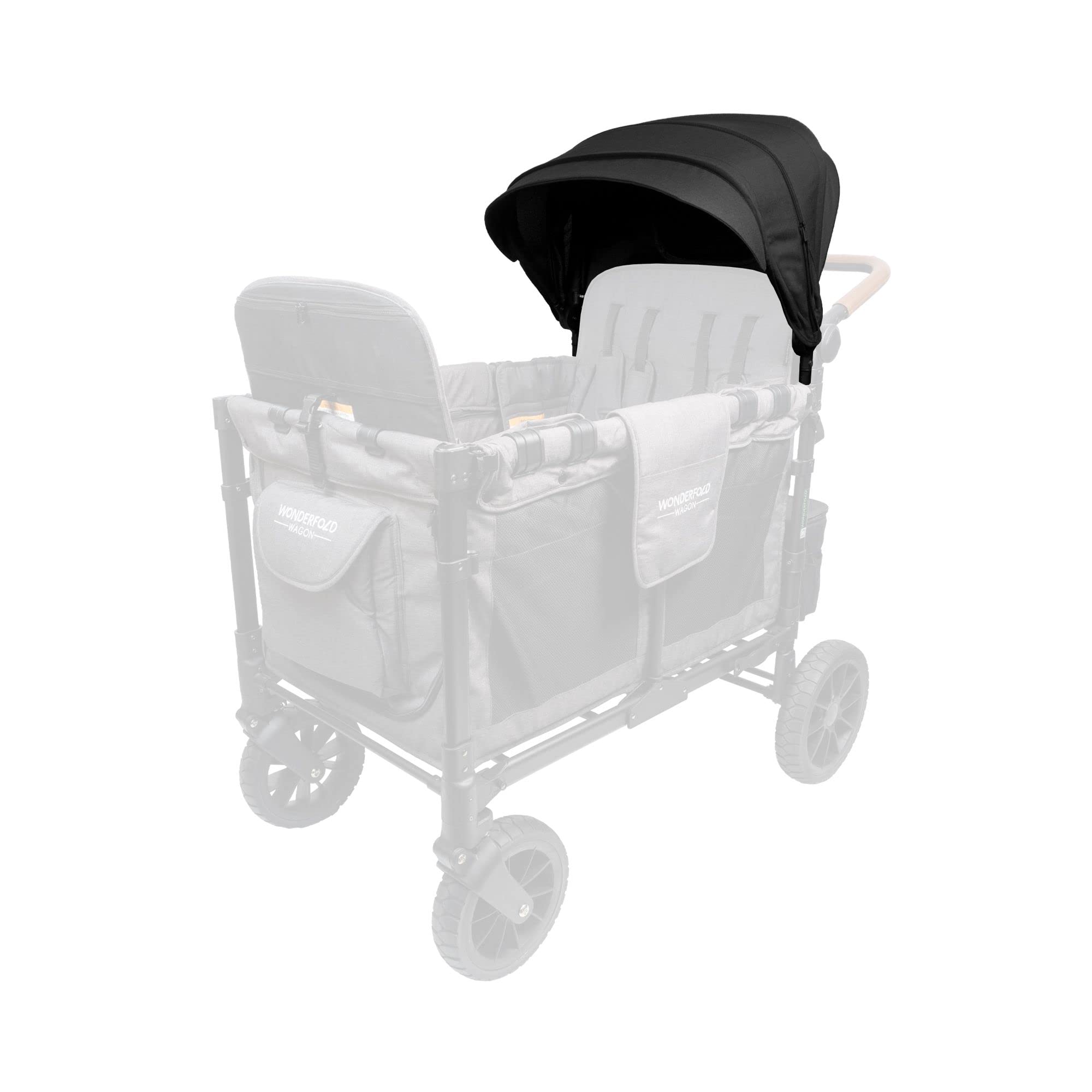 WONDERFOLD Retractable Stroller Canopy with Peek-a-Boo Window & Sun Visor - Breathable Mesh Panels for Airflow (Fits W4 Series) - Perfect for Sunny Outings & Baby Walks