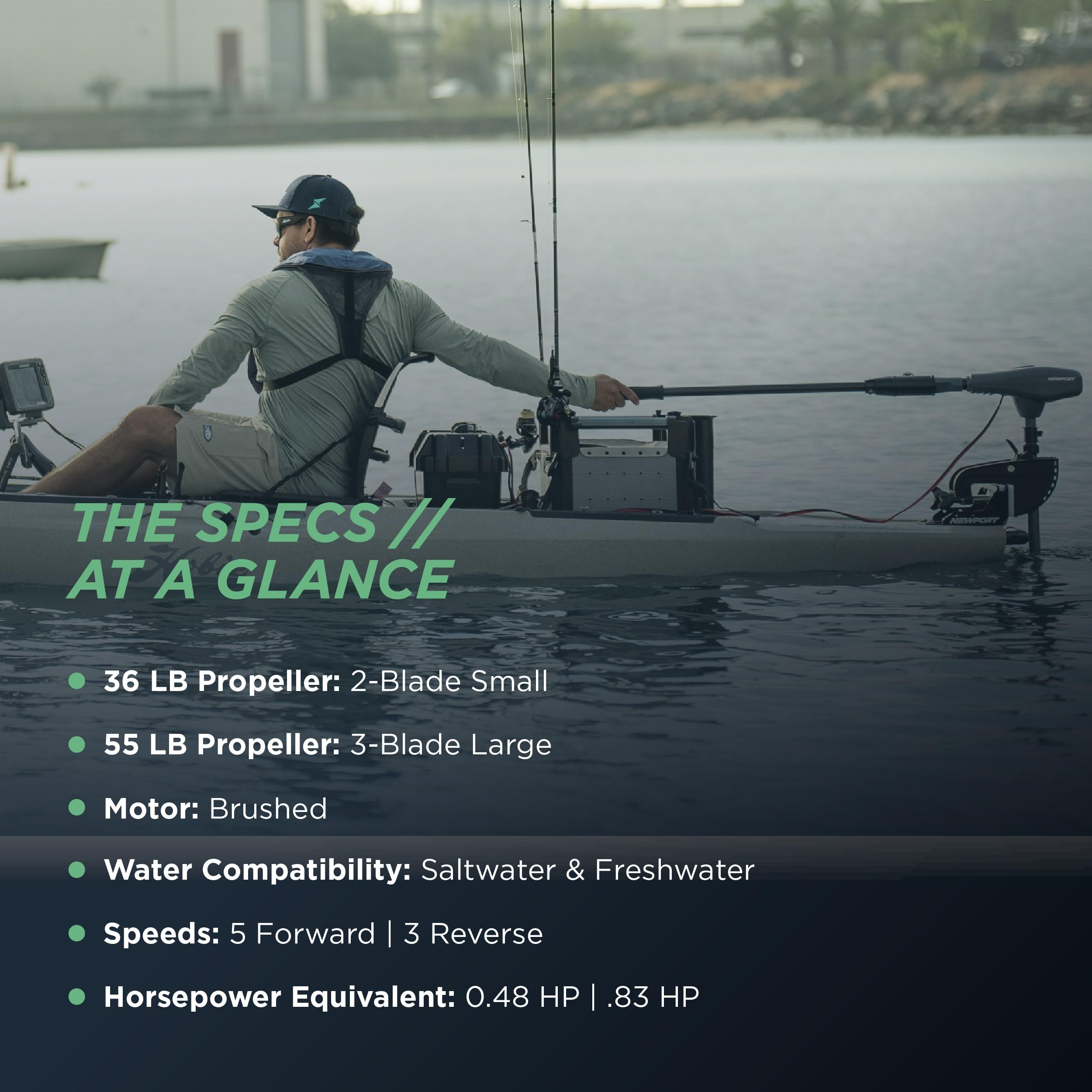 36lb Thrust Kayak Trolling Motor - Saltwater Transom Mount Electric Motor with LED Battery Indicator (24