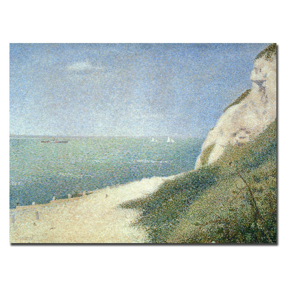 Georges Seurat Beach at Bas Butin Honfleur 1886 Canvas Art Print - Famous Pointillism Painting Reproduction for Home & Office Wall Decor