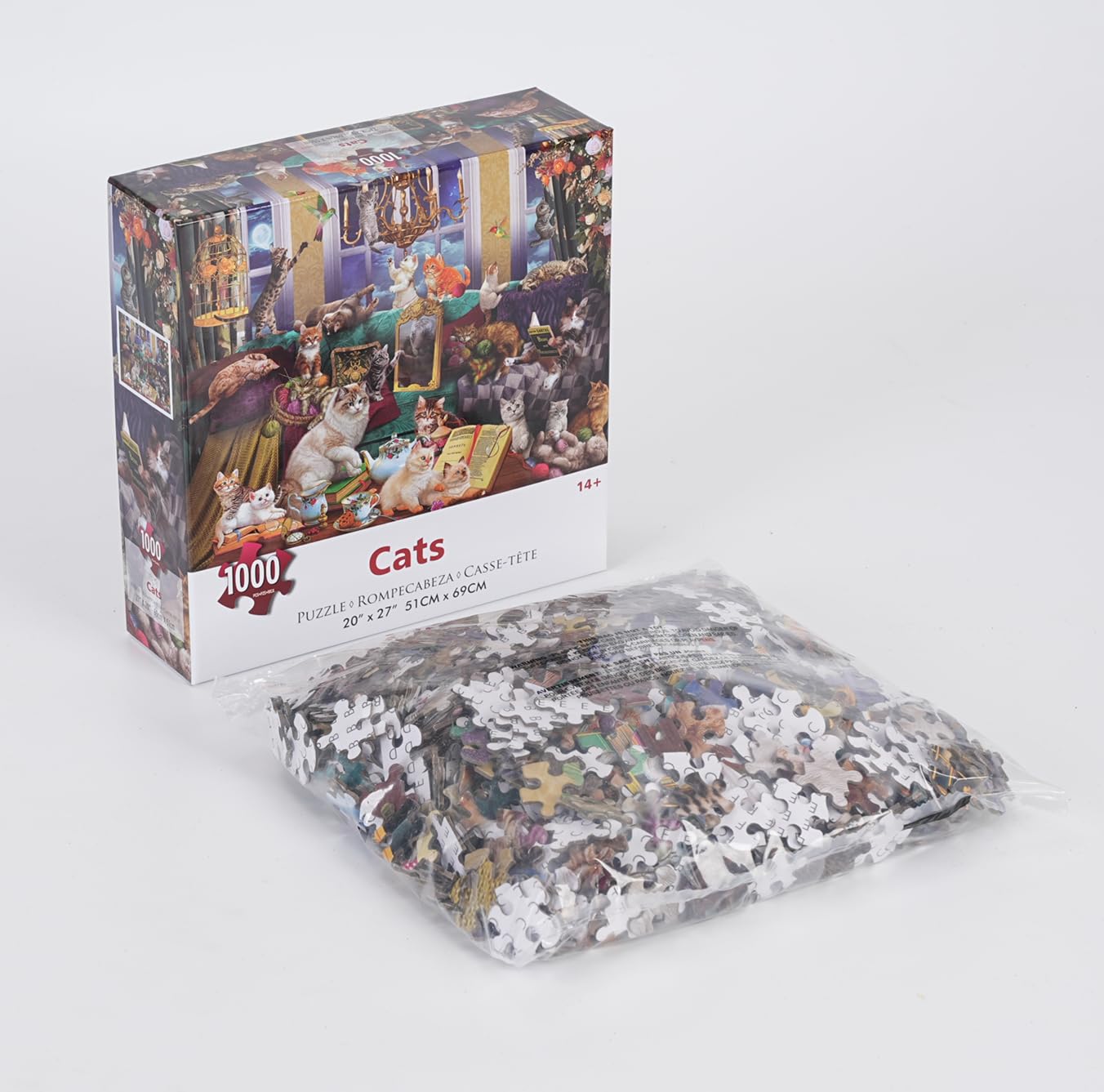 1000 Piece Jigsaw Puzzles for Adults - Challenging Cat Animal Puzzle, 27x20 Inch Large Size - Perfect for Family Game Night, Stress Relief & Home Decor Gift