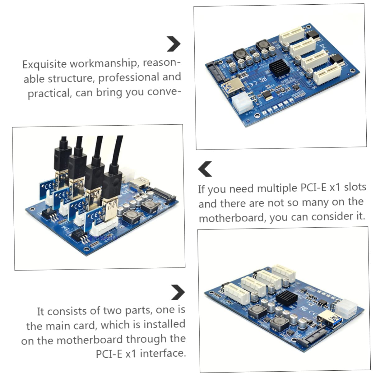 Gatuida 7 Sets PCIe Riser Card - PCI Express 1x to 4x Adapter Converter for Graphics Card, M.2 SSD & Computer Expansion | High-Speed ABS Material | Perfect for Crypto Mining, Gaming PC & Workstation Builds