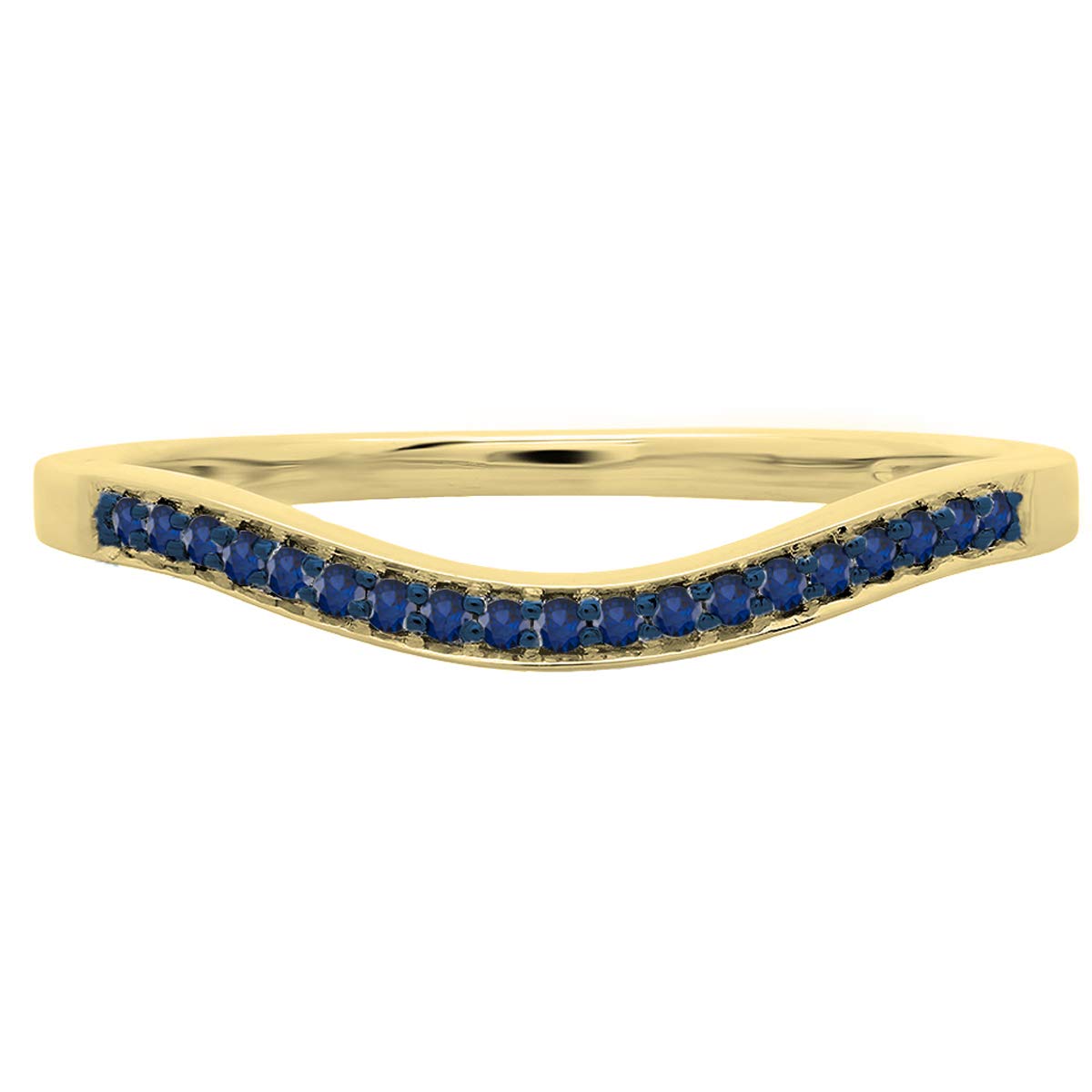 Dazzlingrock 18K Solid Gold Round Blue Sapphire Women's Stackable Wedding Band Ring - 1/10 CT Genuine Sapphire for Engagement, Anniversary & Everyday Jewelry