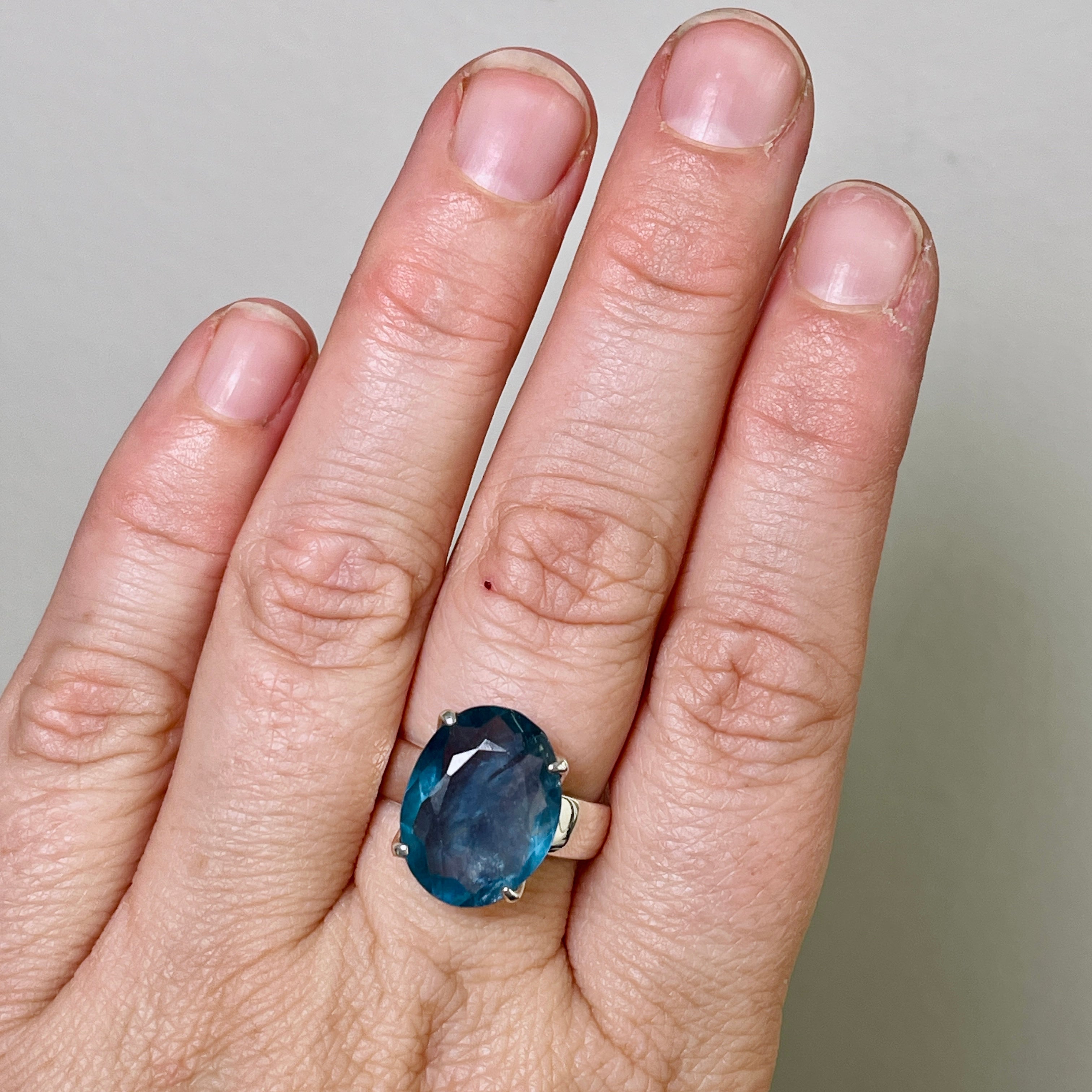 Fluorite Oval Faceted Ring - Size 8.5 - PRGJ302 - Elegant Gemstone Jewelry for Women, Perfect for Weddings, Parties & Everyday Wear
