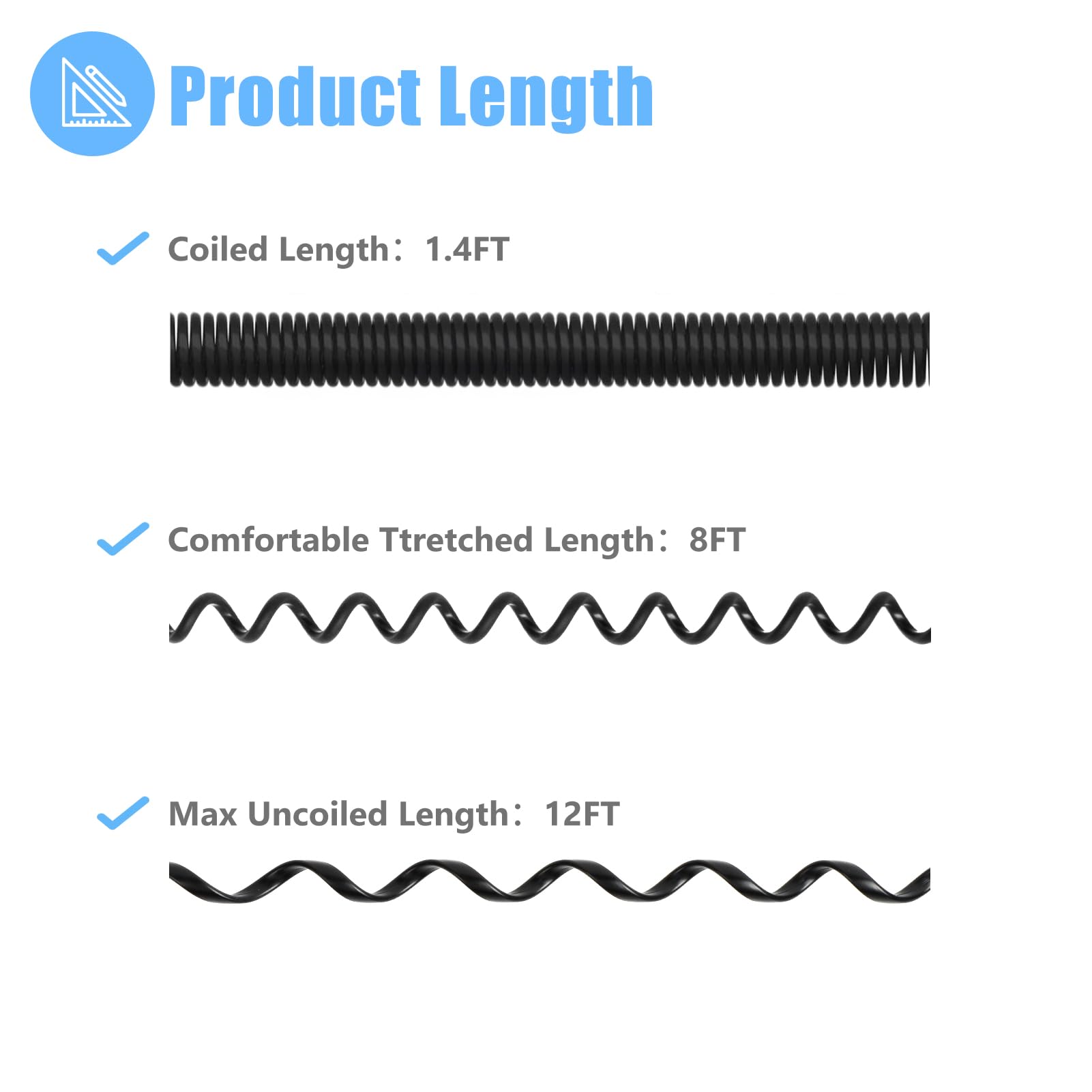 Phone Cord Detangler for Desk Phone - 1 Pack 8 Ft Uncoiled (1.4 Ft Coiled) Landline Cord & 360° Rotating Tangle-Free Telephone Cord Organizer - Black | Perfect for Home Office, Call Centers & Workspace Organization