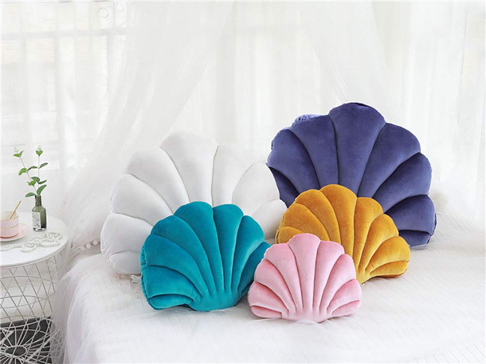 Soft Velvet Seashell Throw Pillows for Bed, Couch & Home Office - Decorative Cotton Pillow Covers for Living Room, Sofa & Dorm Decor