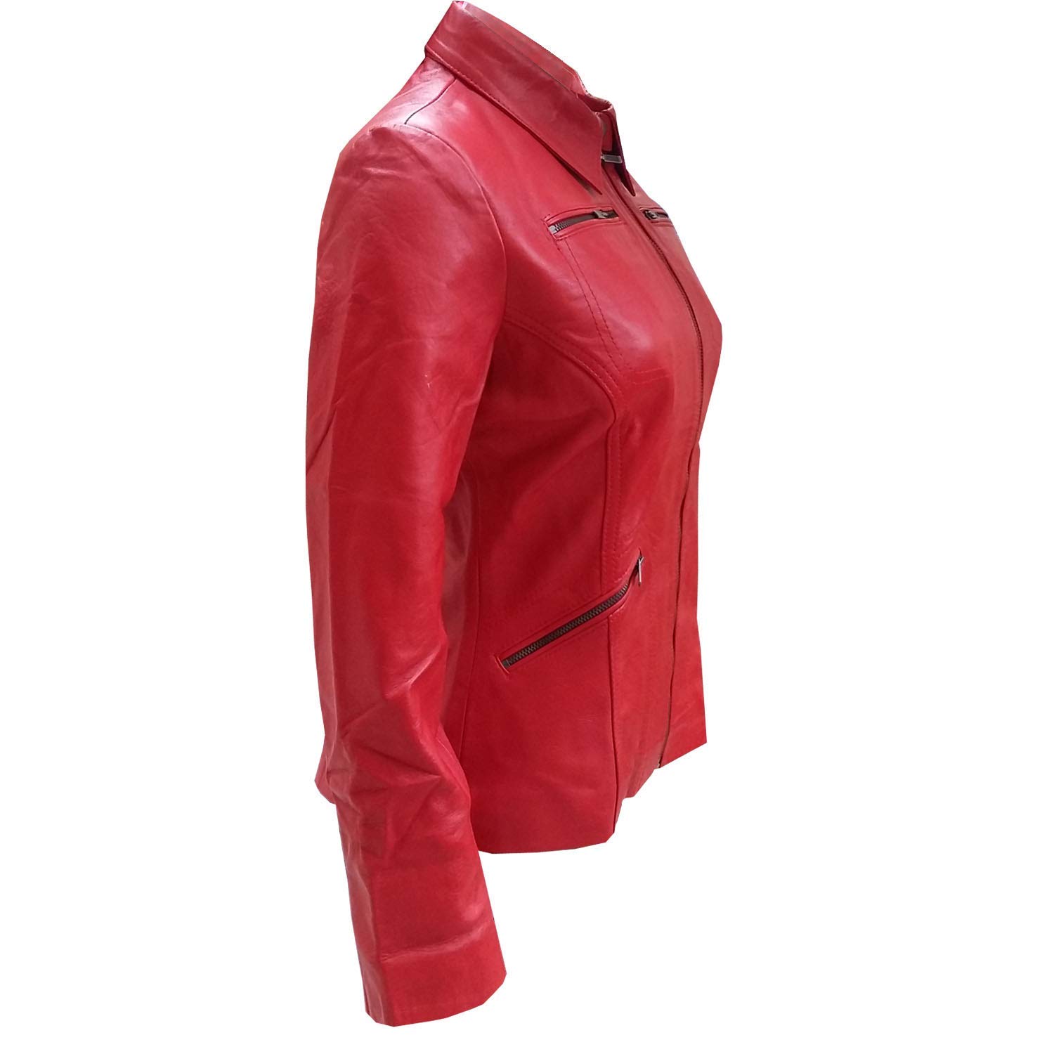 Marche Women's Emma Swan Once Upon A Time Red Leather Jacket - Slim Fit Faux Leather Coat for Cosplay, Halloween Costume & TV Show Inspired Fashion