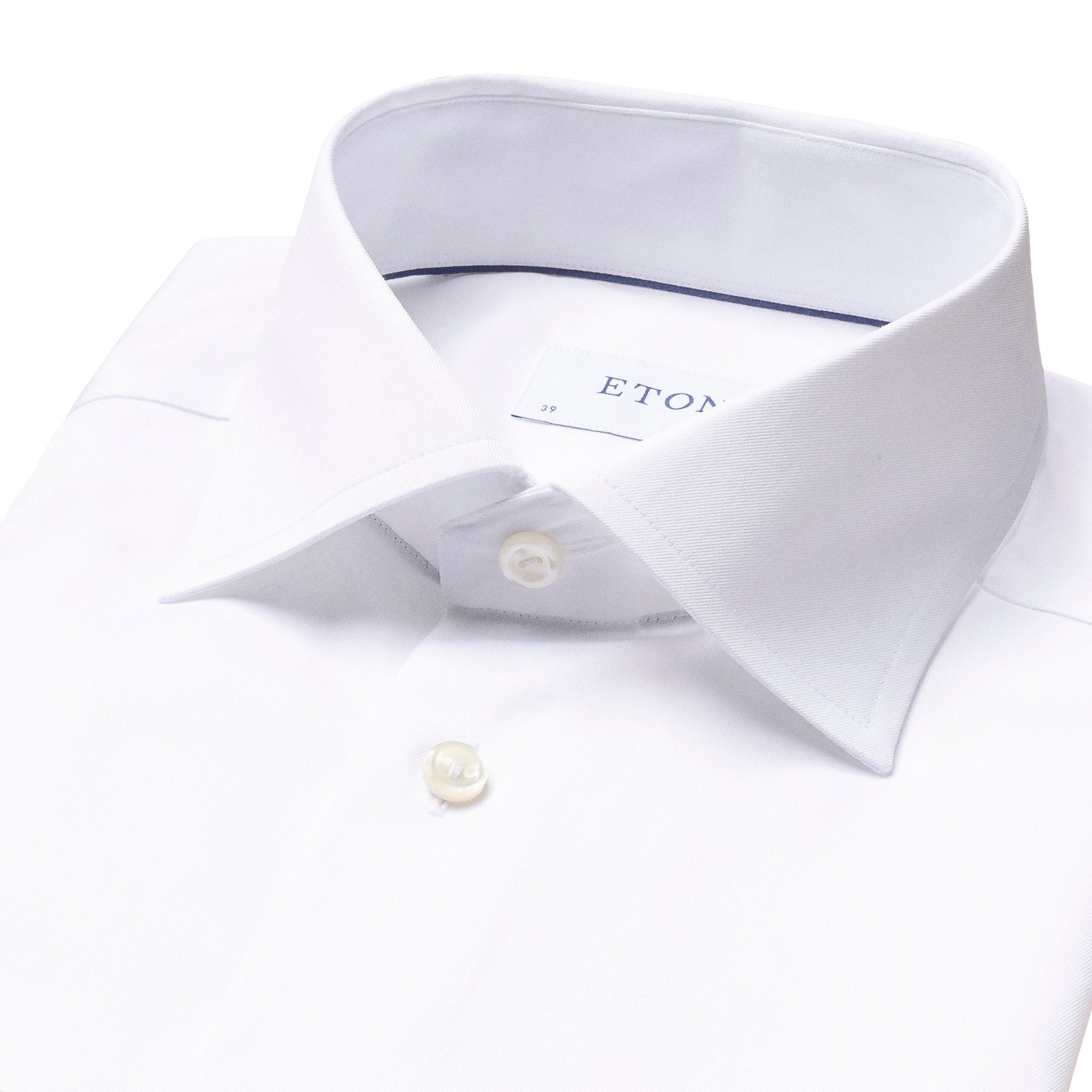 ETON Plain Twill Tail Single Cuff Cotton Shirt for Men - Classic White Dress Shirt for Business & Formal Occasions