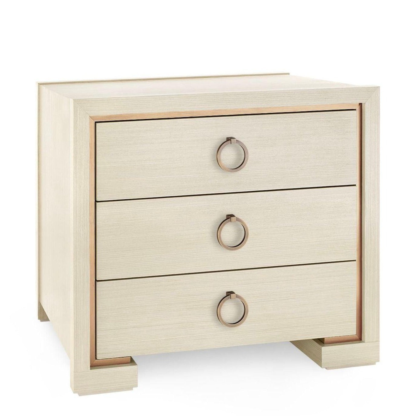 Blake 3-Drawer Side Table in Blanched Oak - Customizable Pull Handles | Nightstand, Bedroom End Table, Living Room Accent Furniture