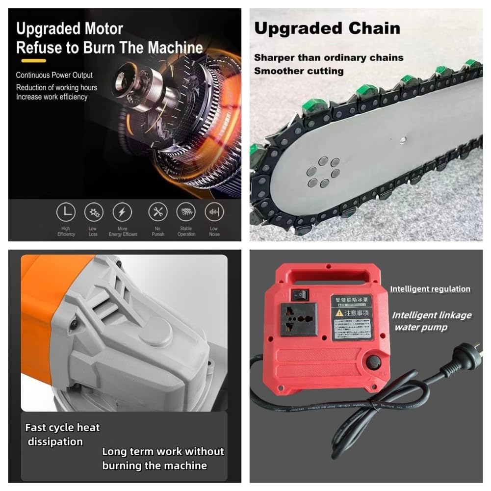 8800W Electric Concrete Saw with Brushless Motor - 6000 RPM Dust-Free Cutting for Brick, Marble & Walls - 18.89