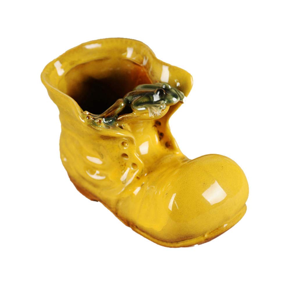 Boot Shaped Ceramic Flower Pot - Cute Cartoon Succulent Planter for Home, Office, Desk & Garden Decor | Perfect for Indoor Plants, Small Cactus & Desktop Decoration