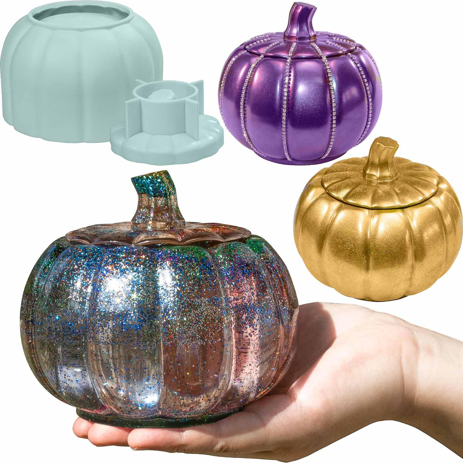 Large 5 Inch Pumpkin Jar Resin Mold - Halloween & Autumn Epoxy Silicone Molds for DIY Jewelry, Trinkets & Holiday Decor - Perfect for Christmas, Halloween Crafts and Home Decoration