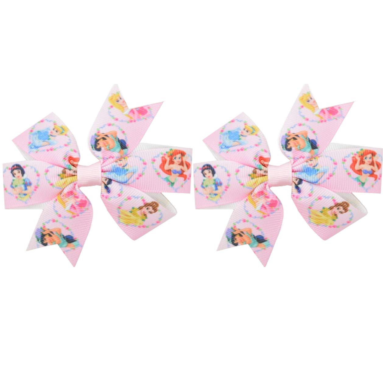 2 Cute Pink Princess Hair Bows & Clips for Girls - Party & Wedding Accessories