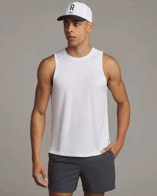 Rhone Men's Performance Atmosphere Tank Top - Breathable & Moisture-Wicking Workout Shirt for Running & Gym | White Athletic Top for Men
