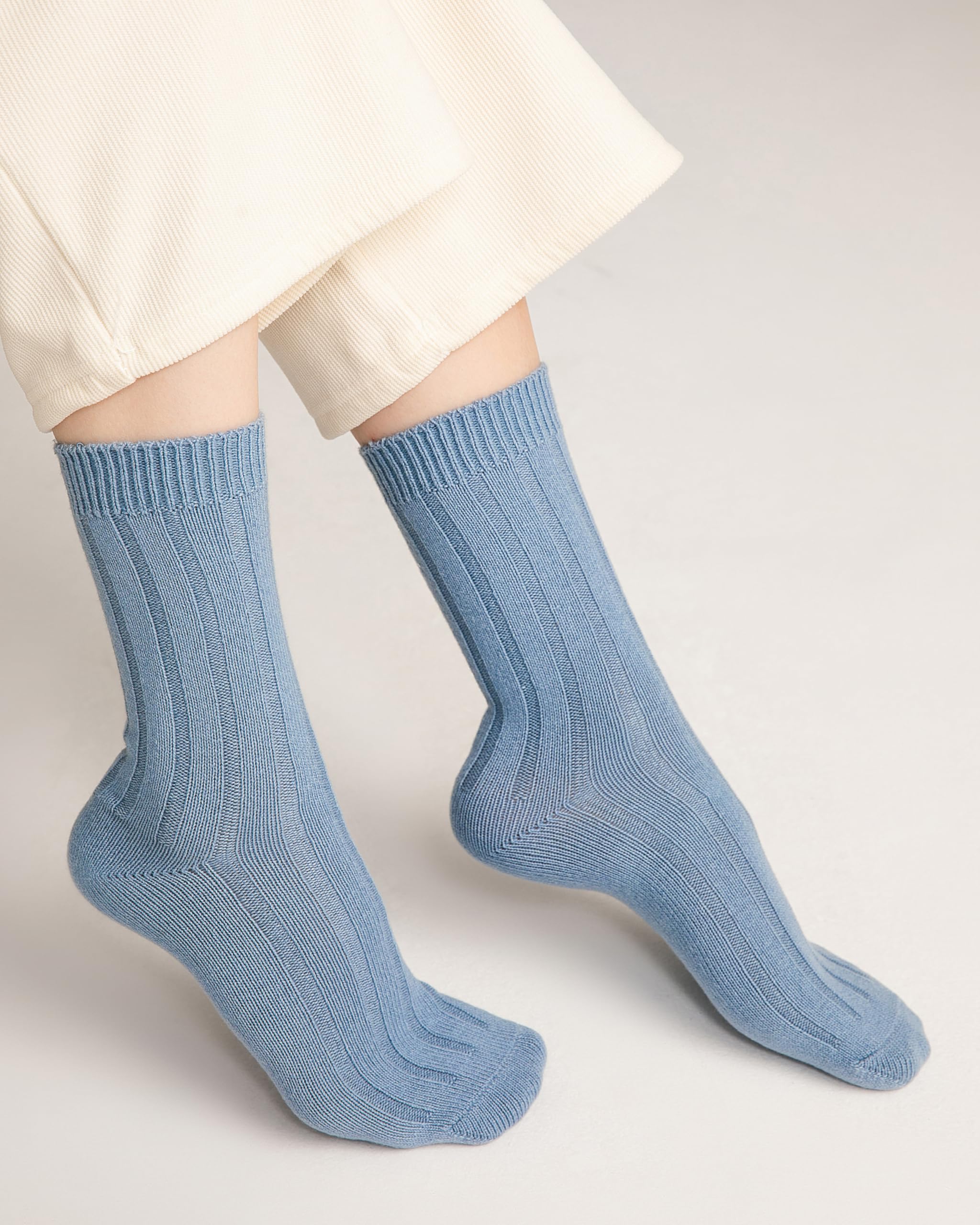 State Cashmere Unisex Ribbed Socks - 100% Pure Cashmere Super Soft Winter Warm Socks for Men & Women | Perfect for Bedtime, Lounge & Cold Weather Comfort