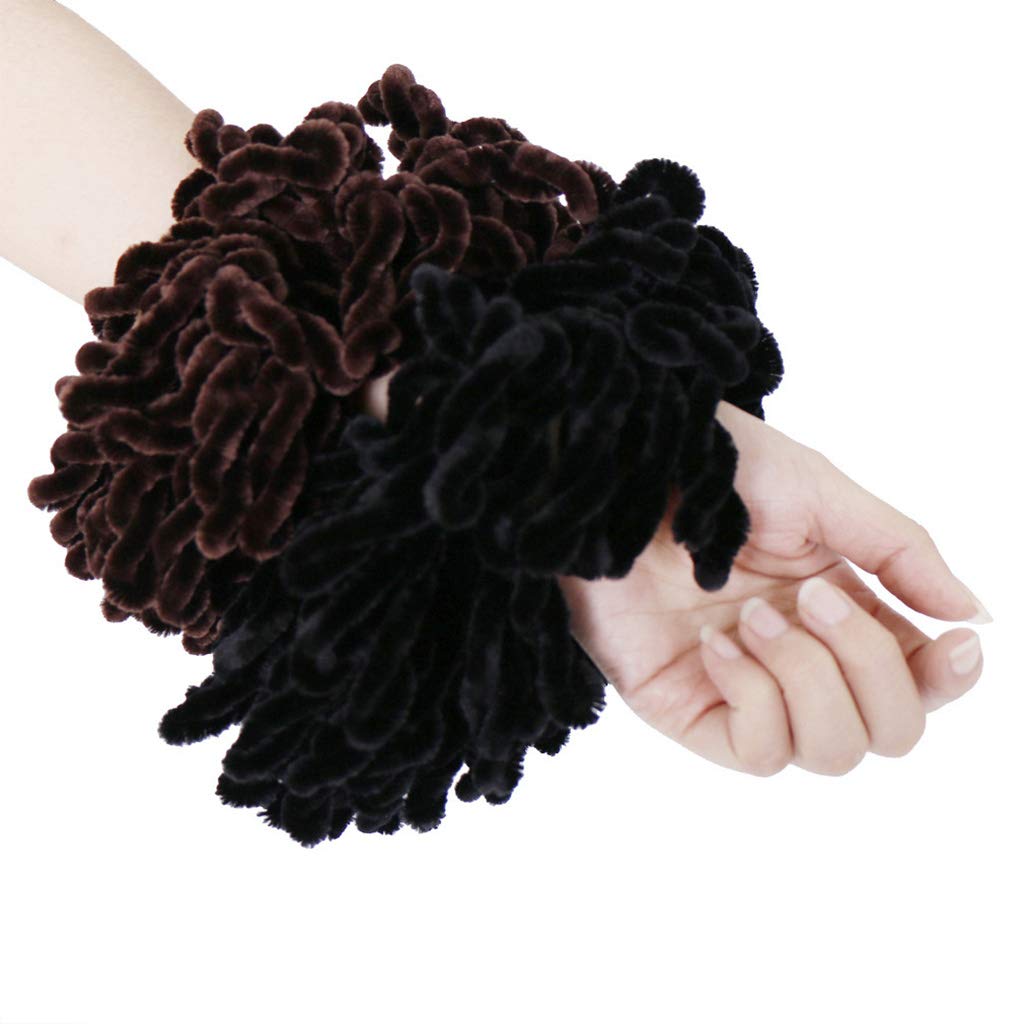 1PC Muslim Women's Fluffy Velvet Hijab Scrunchies - Solid Color Large Hair Tie, Bun Clip with Flexible Rubber Band (Black) | Perfect for Daily Wear, Prayer & Special Occasions