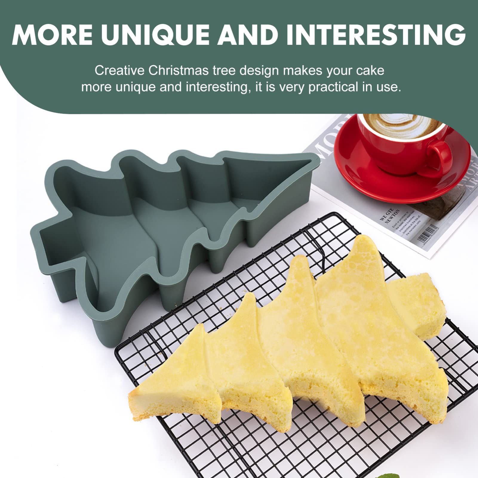 DOITOOL Christmas Tree Cake Pan - Non-Stick Silicone Baking Mold for Holiday Parties, Green Chocolate Cake Molds | Perfect for Christmas Desserts, Cupcakes & Holiday Baking
