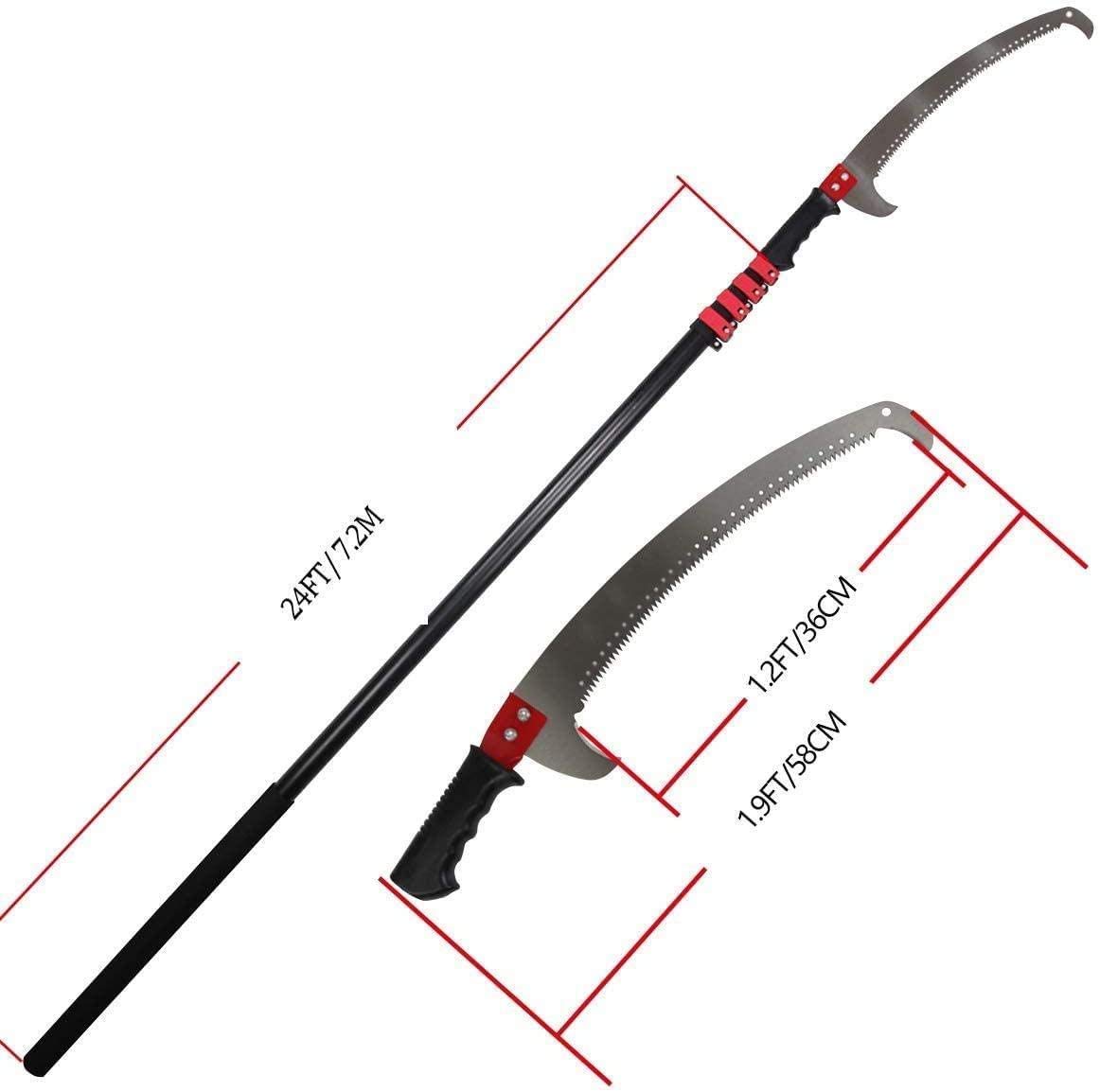 Telescopic Tree Pruner Saw - 24FT Curved Branch Cutter for High Tree Pruning & Garden Care