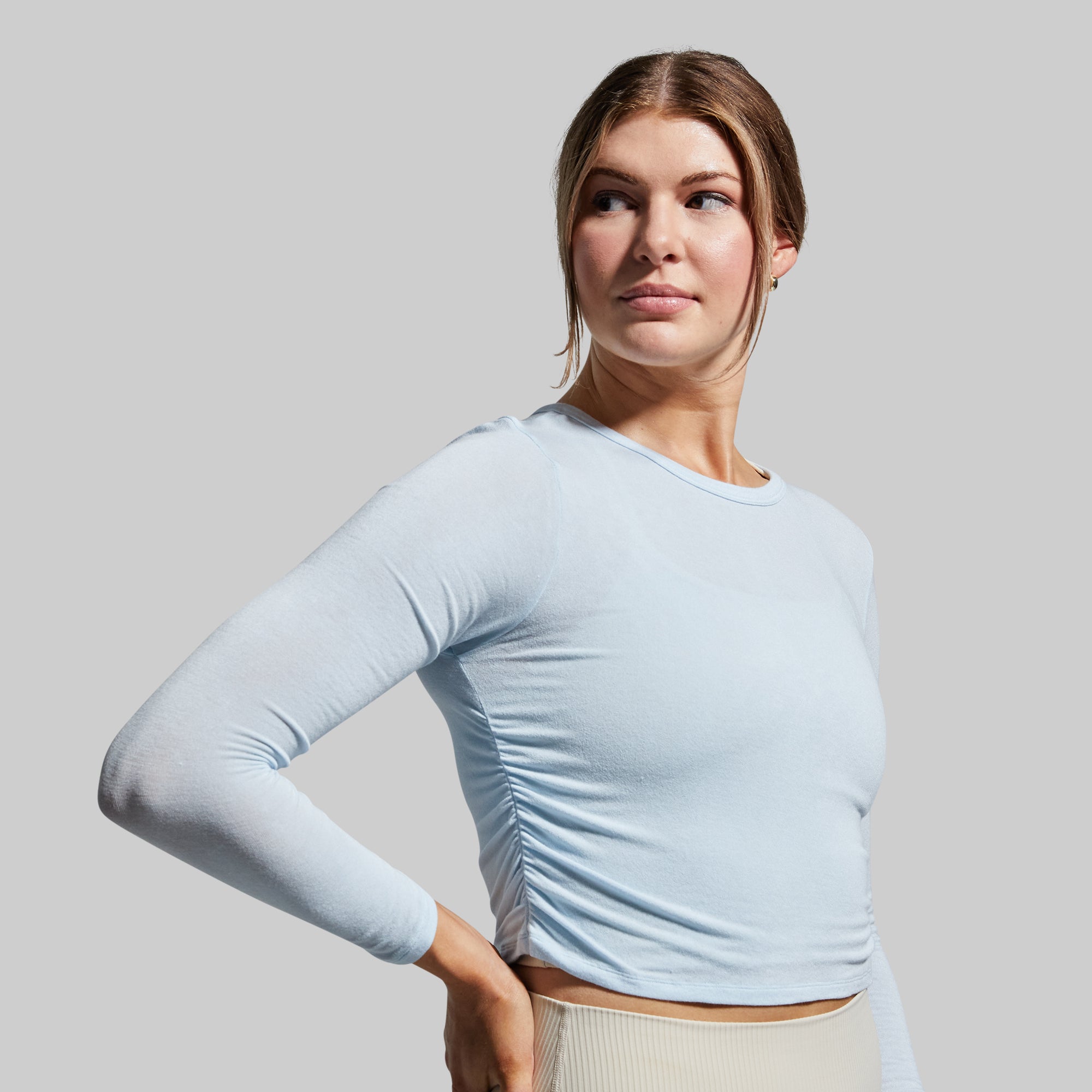 Look At Me Long Sleeve T-Shirt - Angel Blue Color - Women's Casual Fashion Top for Everyday Wear & Street Style