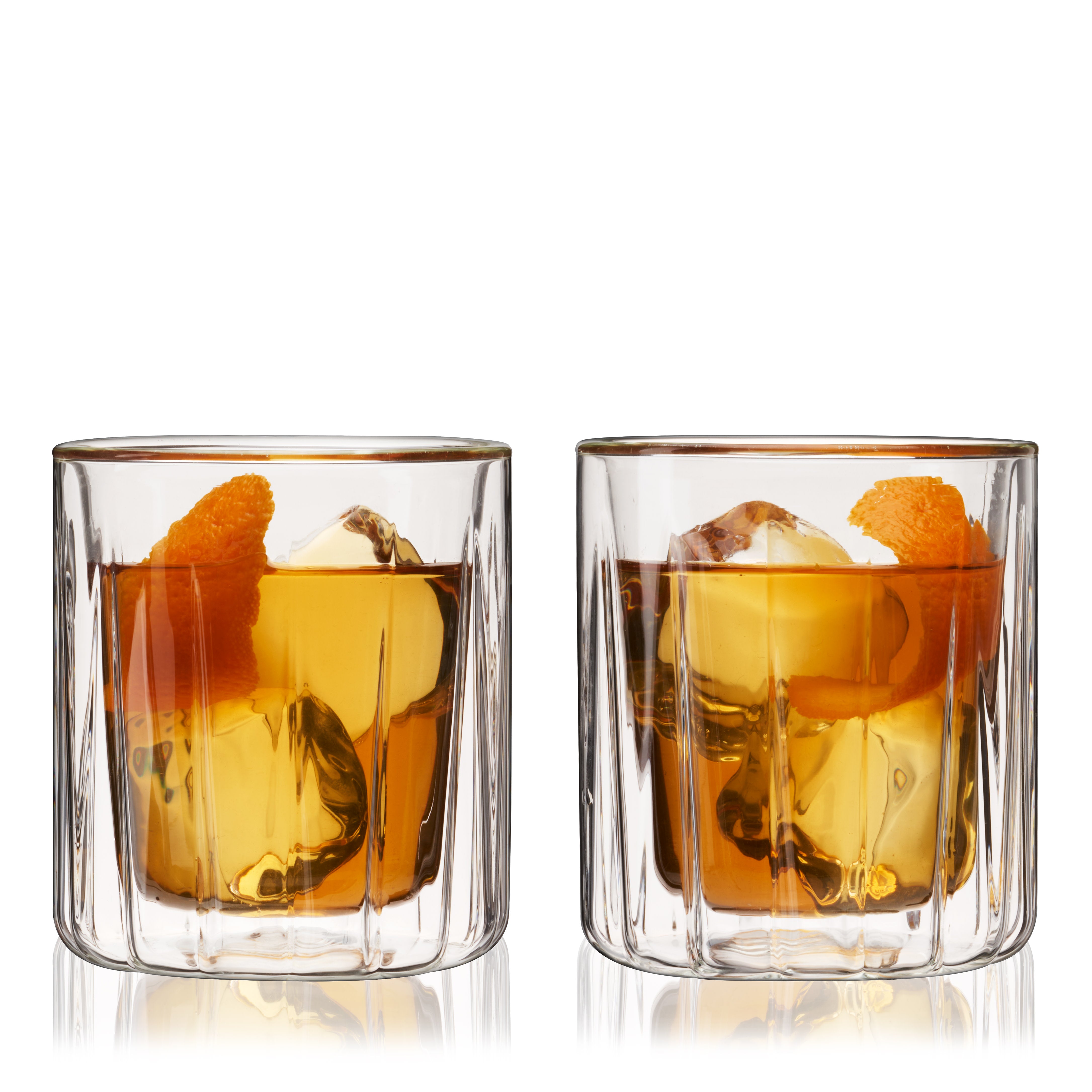 Premium Double Walled Whiskey Glasses Set of 2 - Heavy Duty Crystal Clear Tumblers for Scotch, Bourbon, Cocktails & Iced Beverages - Perfect for Home Bar, Gifts & Entertaining