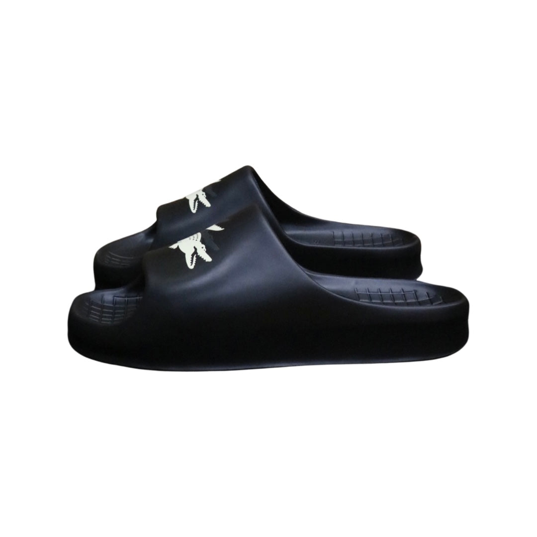 Lacoste Serve Slide 2.0 Men's Sandals - Black & White Vintage Style Slides for Casual Wear, Beach, Pool & Summer Outfits