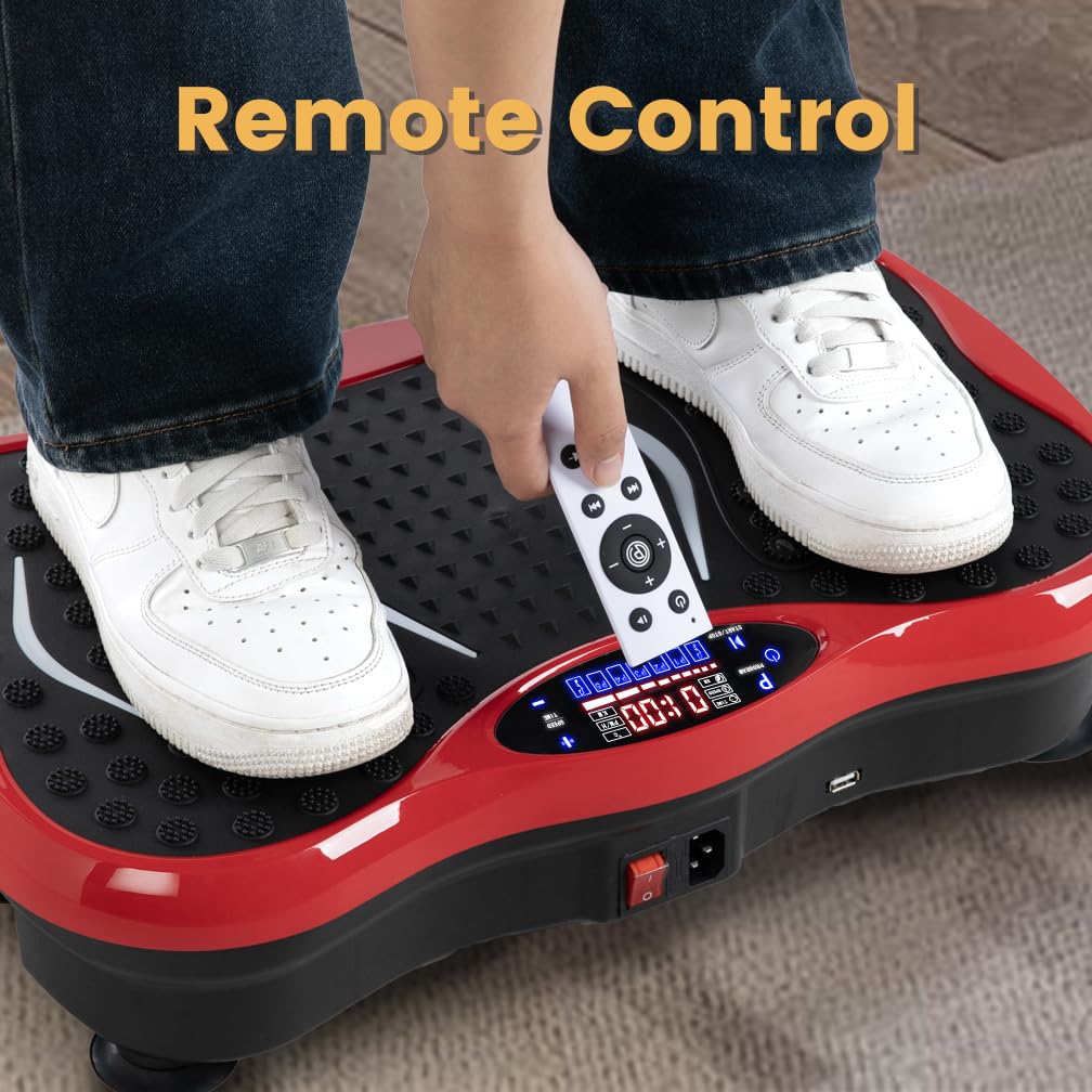 Vibration Plate Exercise Machine for Full Body Workout - Home Fitness Vibration Platform with Resistance Bands - Improve Circulation, Muscle Tone & Bone Density - Supports 330 lbs - Perfect for Home Gym, Weight Loss & Physical Therapy