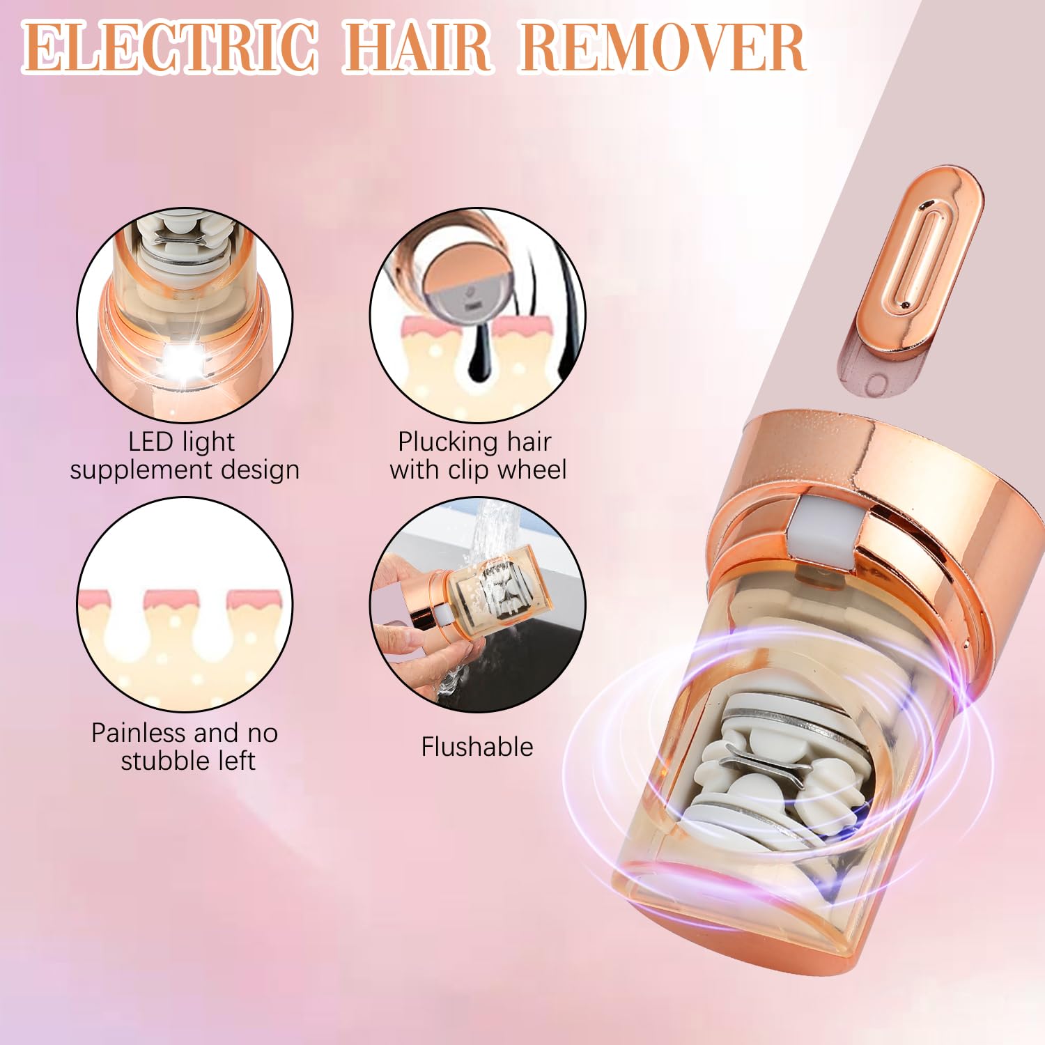 Pluxy Epil 3.0 Women's Facial Hair Remover - 2-in-1 Electric Epilator & Shaver for Face, Lip, Legs, Underarms - Painless Hair Removal for Smooth Skin at Home or Travel