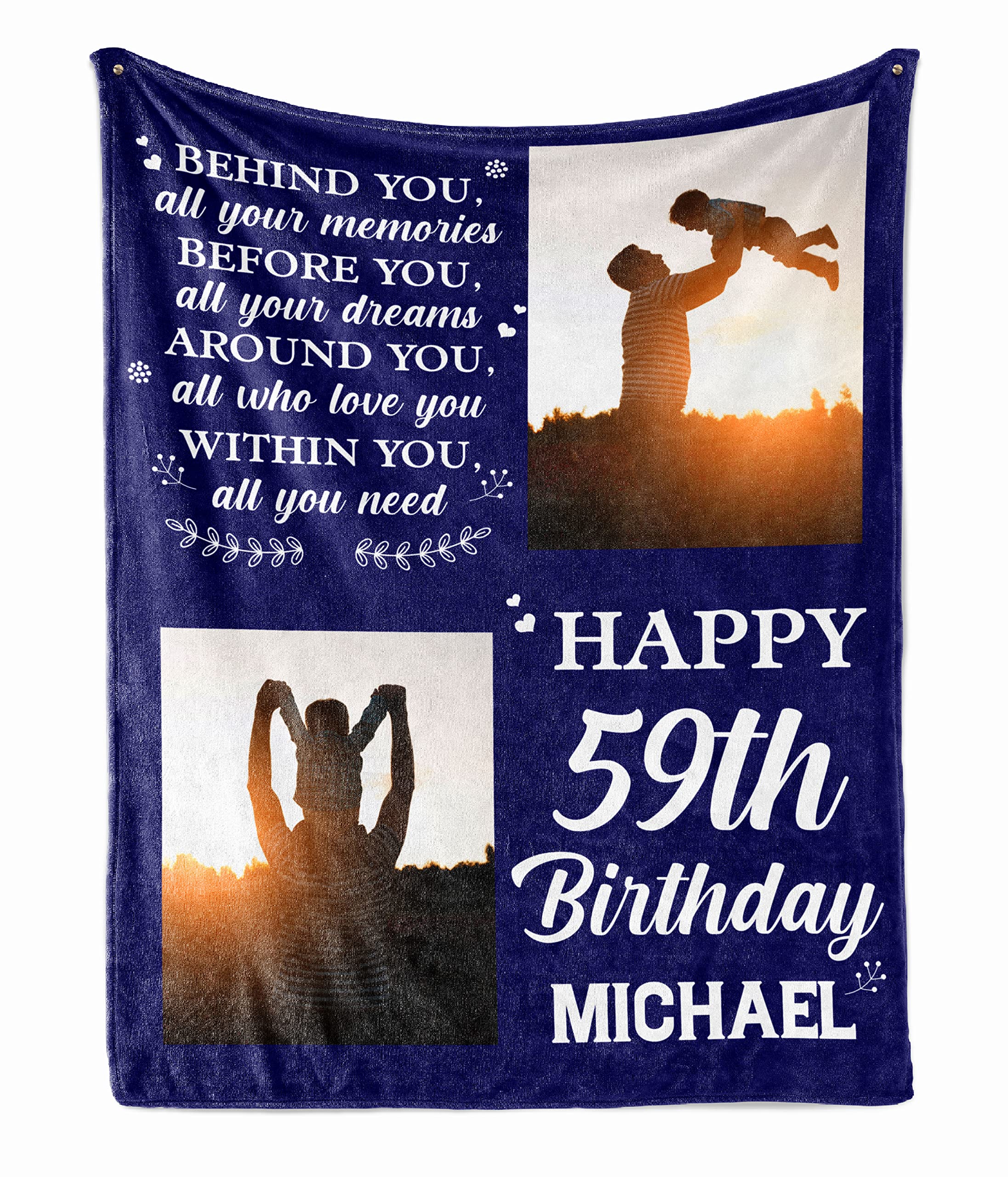 Personalized 59th Birthday Blanket for Men, Dad, Grandpa - Custom Photo Fleece Sherpa Throw Blanket Born in 1964 | Funny 59 Years Old Gift Idea for Birthday Decorations | Perfect for Cozy Nights, Family Gatherings & Special Occasions
