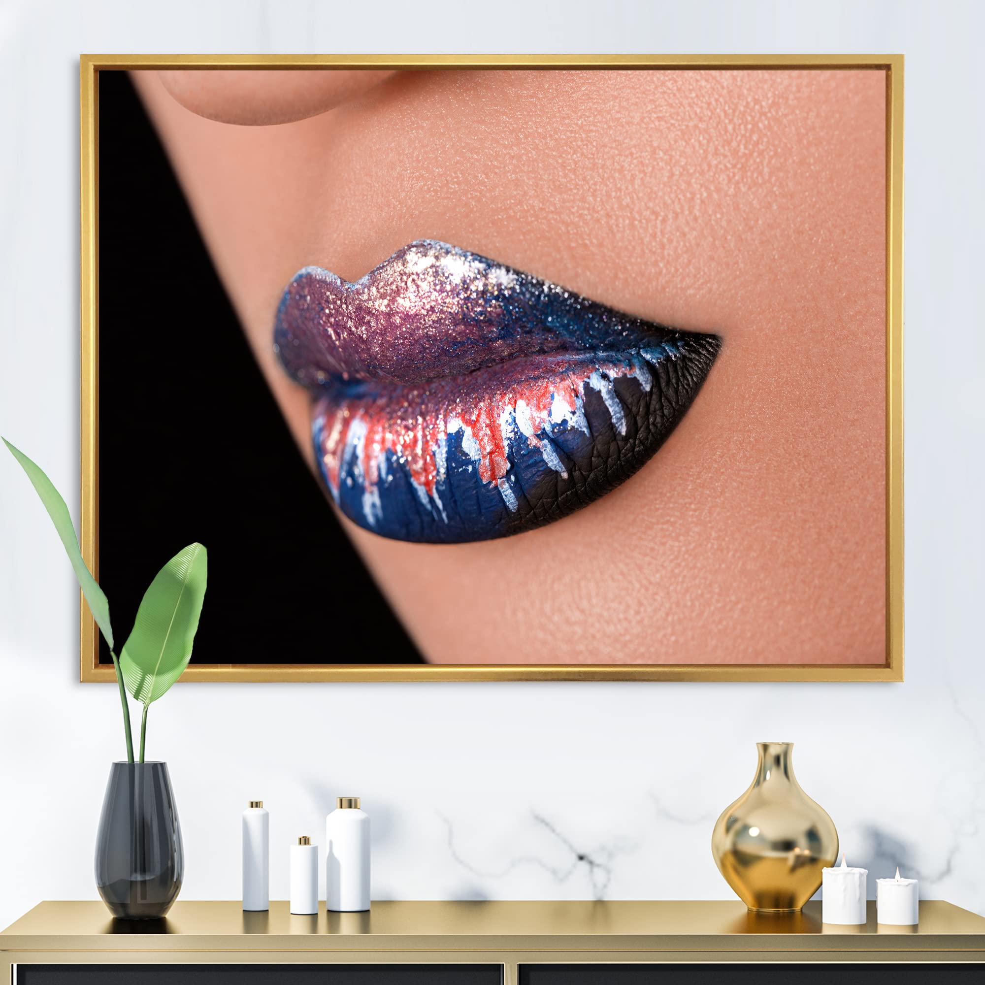 Creative & Fashionable Lipstick Makeup Art - Modern Framed Canvas Wall Print for Home & Office Decor | Perfect for Living Room, Bedroom or Salon Wall Art