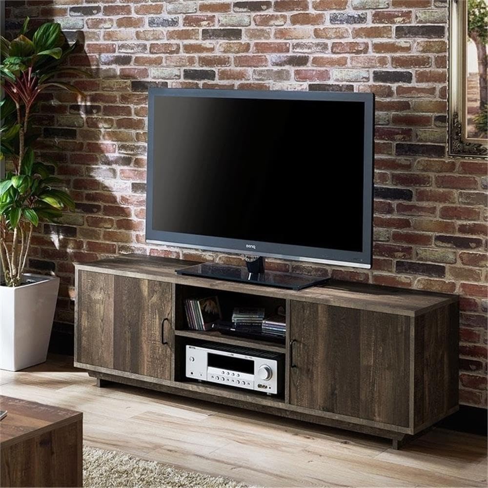 Krella 2-Piece Solid Oak Wood Coffee Table with Storage and 62-Inch Entertainment TV Stand Set - Perfect for Living Room, Home Theater, and Modern Home Decor