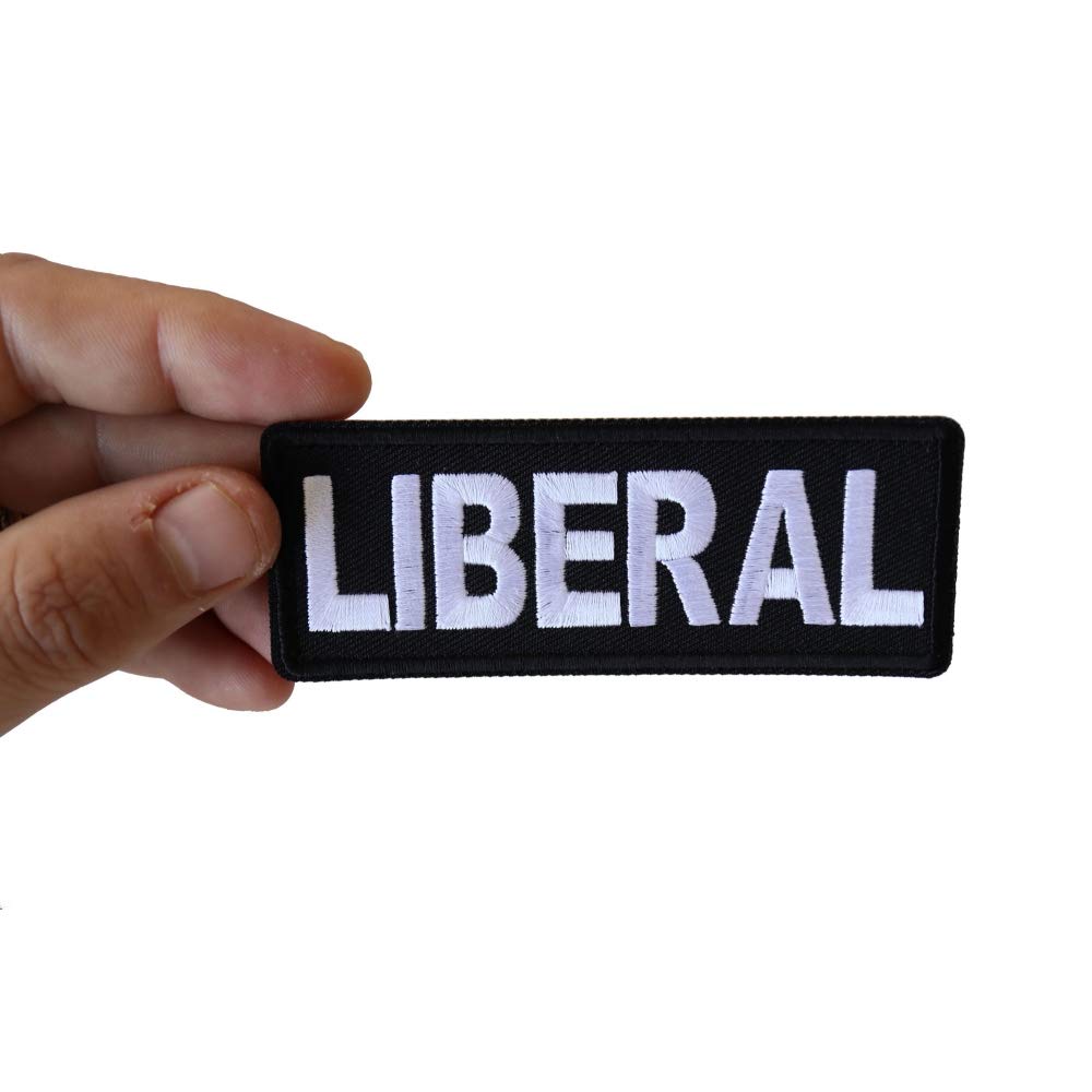 Liberal Patch - 4x1.5 Inch Embroidered Iron On Patch for DIY Clothing, Backpacks & Hats - Customizable Sew On Badge for Denim Jackets, Jeans & Accessories