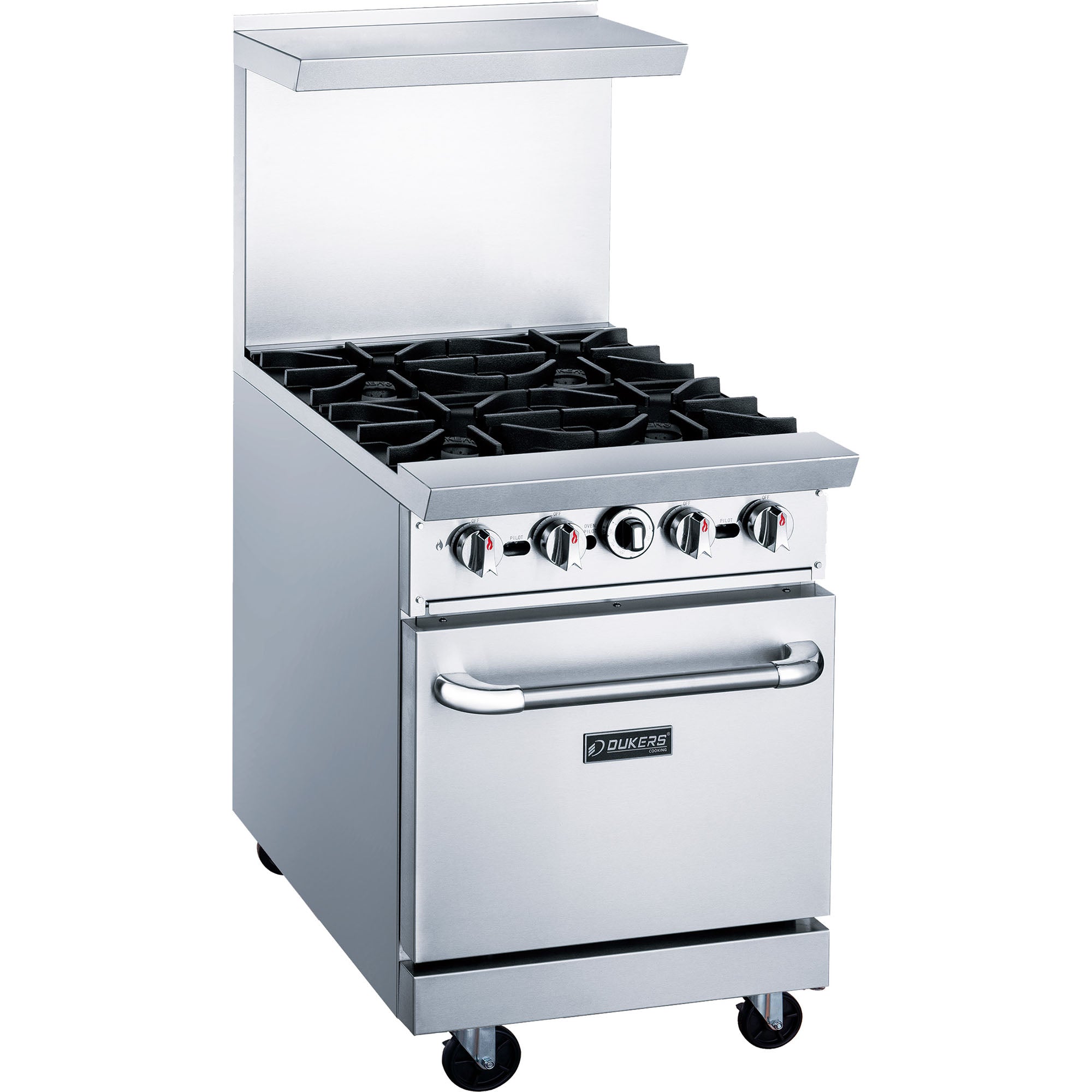 Dukers DCR24 4B 24 Inch Gas Range with 4 Open Burners - Professional Stainless Steel Stove for Home Kitchen & Restaurant Cooking