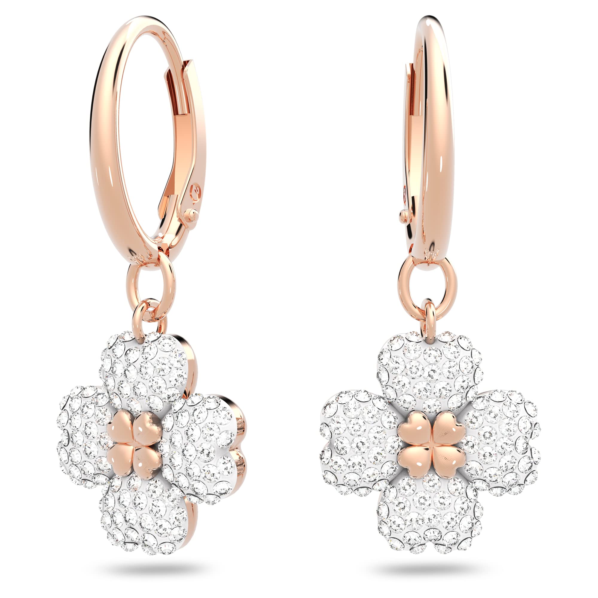 Latisha Hoop Earrings - Floral Design, White & Rose Gold Plated for Women | Elegant Jewelry for Parties, Weddings & Everyday Wear