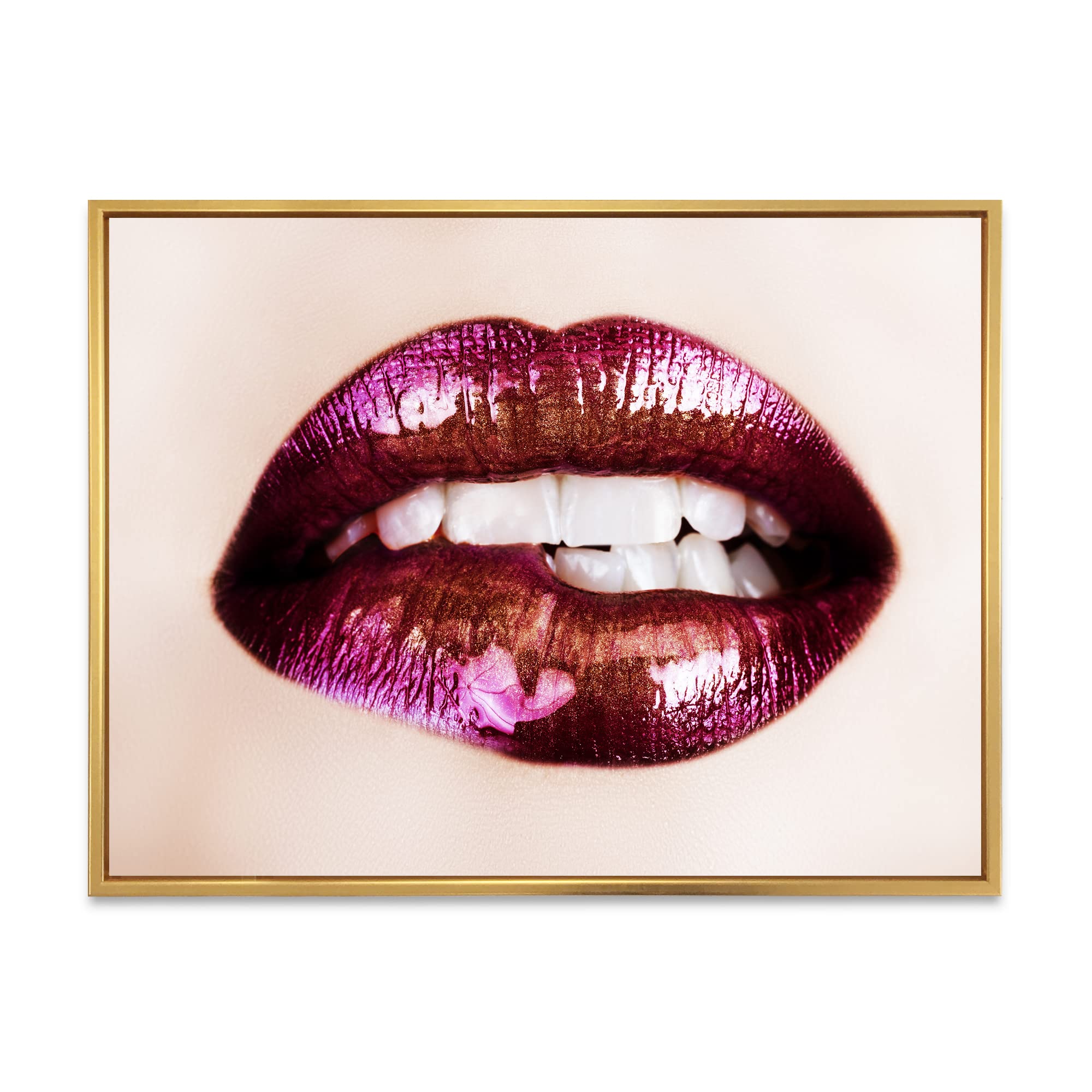 Purple Lips Canvas Wall Art Print - Modern Framed Home Decor for Living Room, Bedroom & Office
