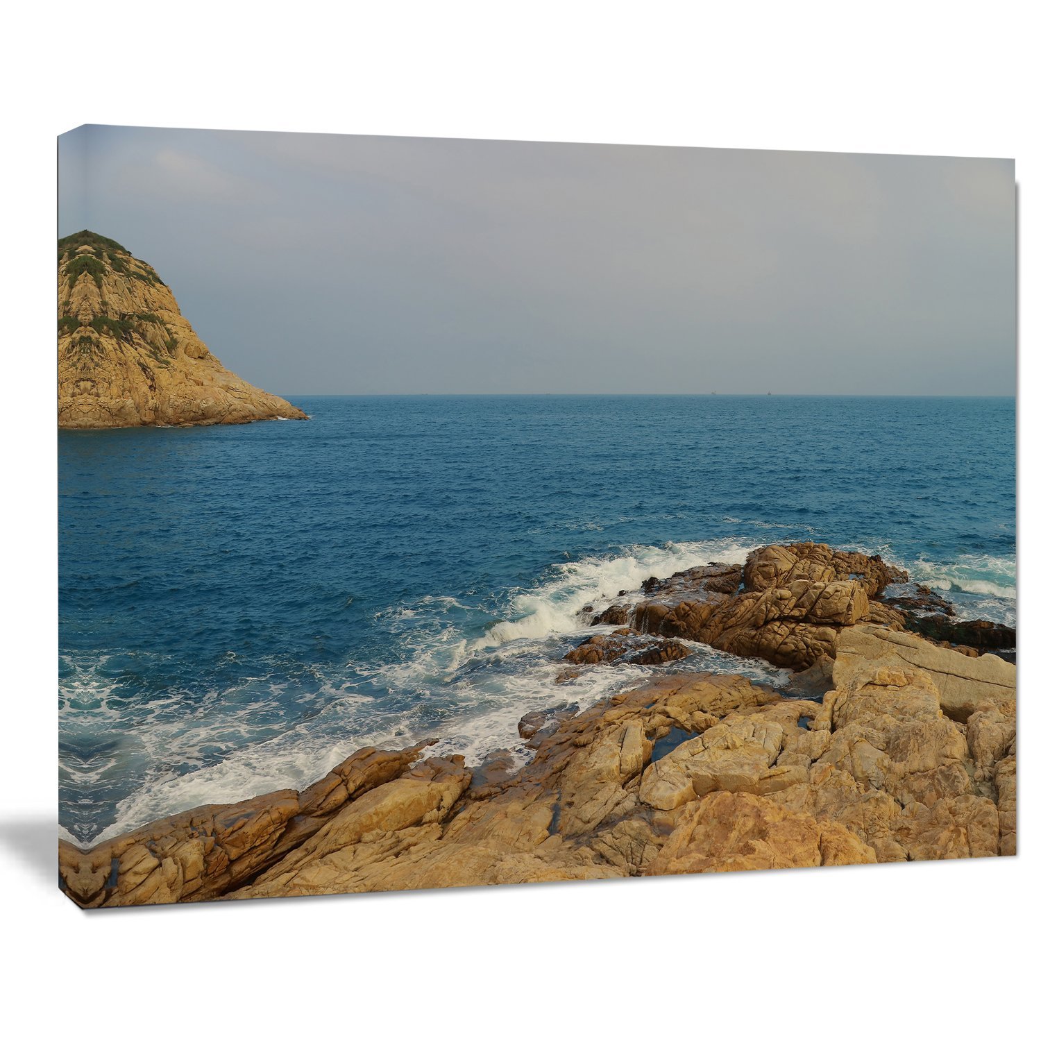 Extra Large Seashore Canvas Art - Stunning Blurred Waters Hong Kong Beach Wall Decor for Living Room, Bedroom & Office | Coastal Landscape Painting