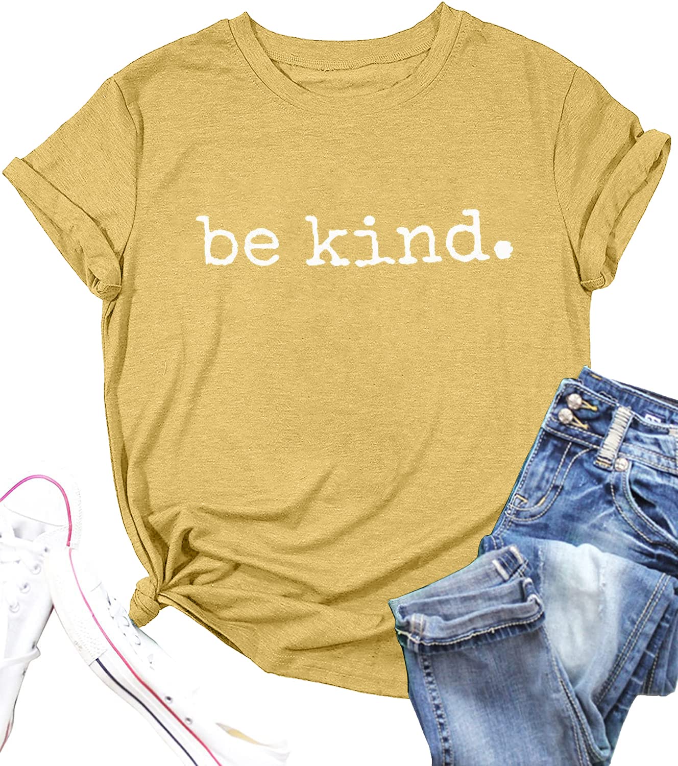 Be Kind T-Shirts for Women - Casual Cute Inspirational Tee with Positive Sayings | Perfect for Everyday Wear, Workouts & Friendship Gifts