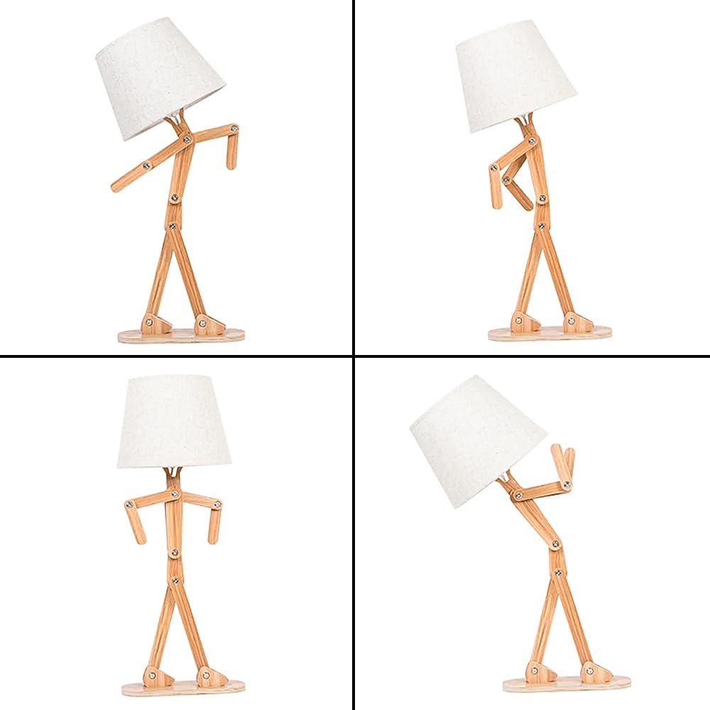Adjustable Wooden Desk Lamp with Swing Arm - Cute Nightstand Light for Bedroom, Living Room, Office & Dorm - E12 Bulb Compatible - Perfect for Reading, Studying & Bedside Lighting