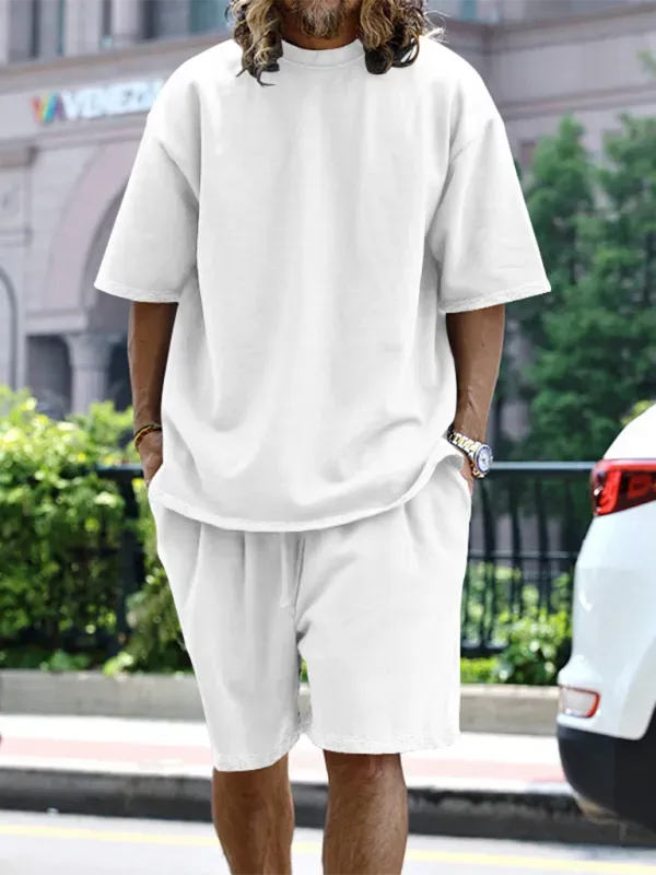 Comfortable Casual Solid Color Shorts Two-Piece Set - Perfect for Summer Outings, Beach Trips, and Lounge Wear
