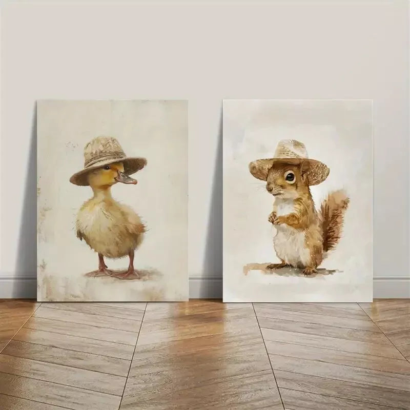 2PCS Farmhouse Animal Art Decor - 50x75cm Framed Canvas Wall Painting, High-Quality Print, Ready to Hang | Australian Made Home Decor for Living Room, Bedroom & Office