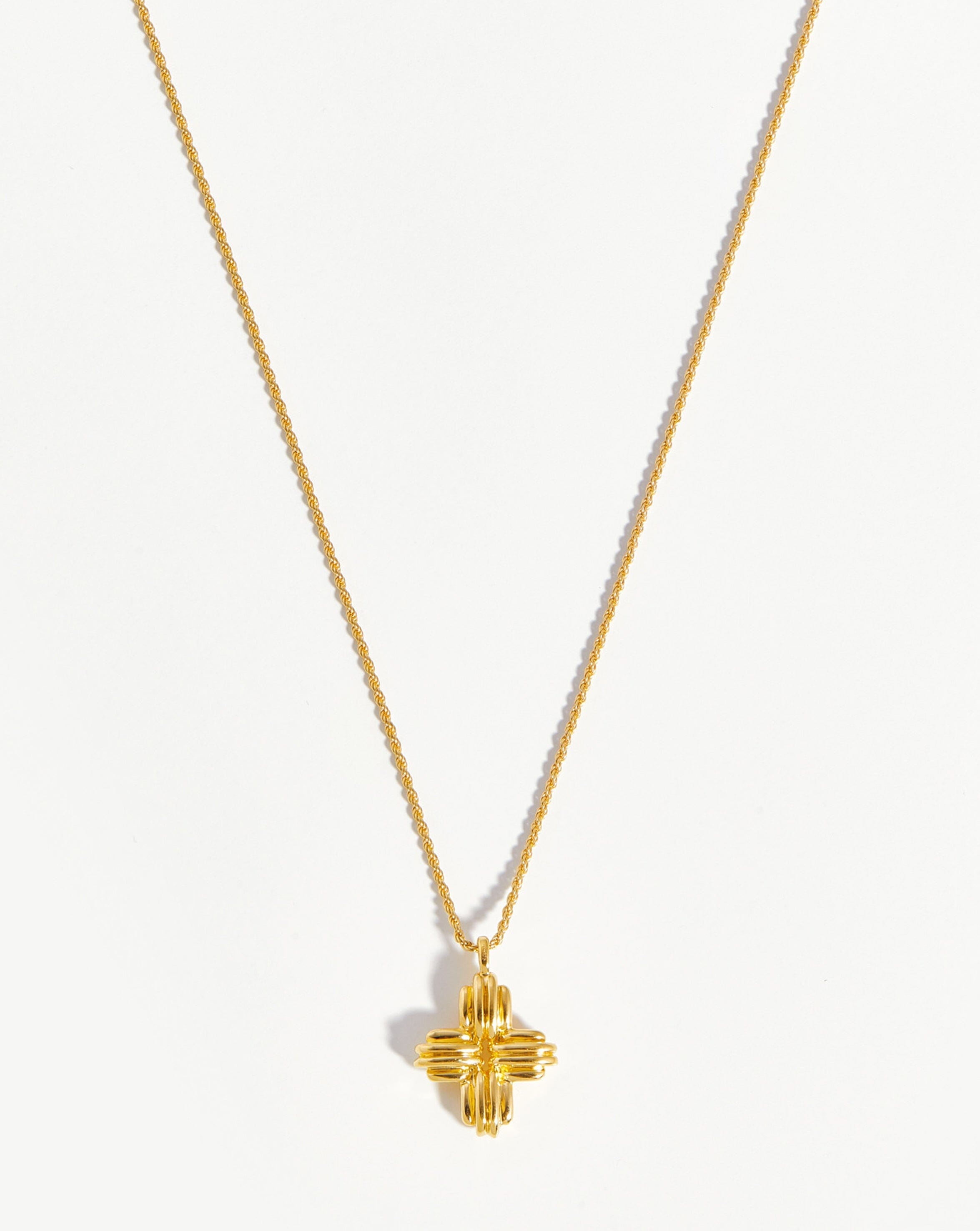 Lucy Williams Large Ridge Cross Necklace - 18k Gold Vermeil Pendant for Women | Elegant Religious Jewelry Gift for Christmas, Baptism & Everyday Wear